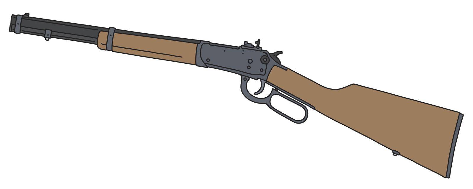The vectorized hand drawing of a recent winchester repeating rifle 