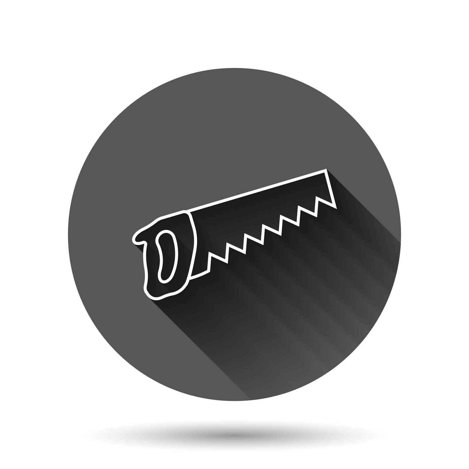Saw blade icon in flat style. Working tools vector illustration on black round background with long shadow effect. Hammer circle button business concept.
