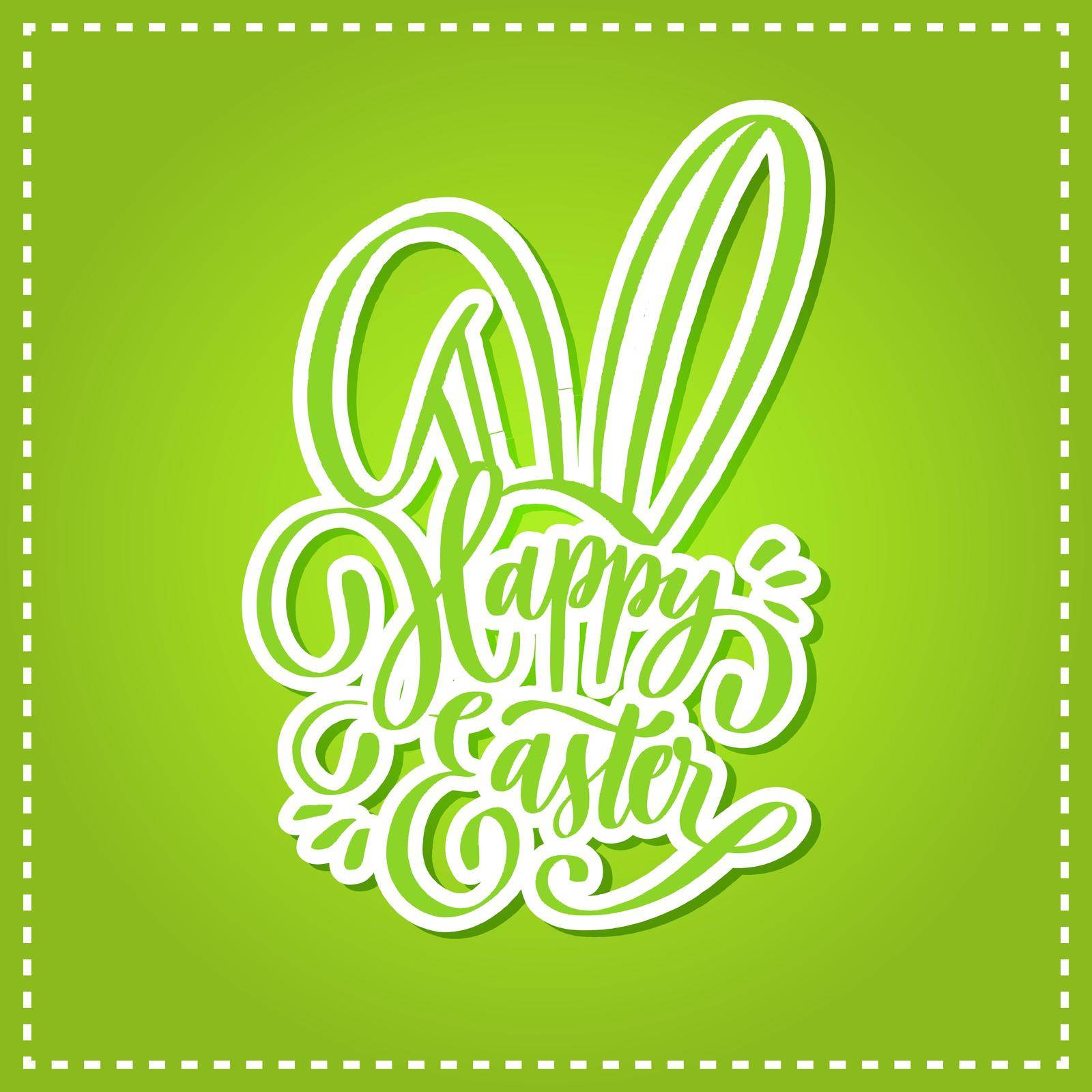 Happy Easter hand drawn lettering with bunny ears