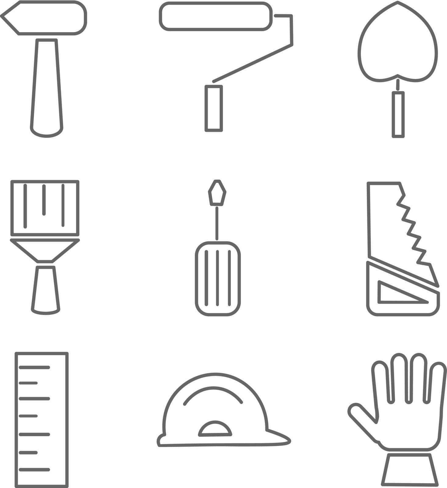 House remodel. Set of house renovation icons. by NastyaN