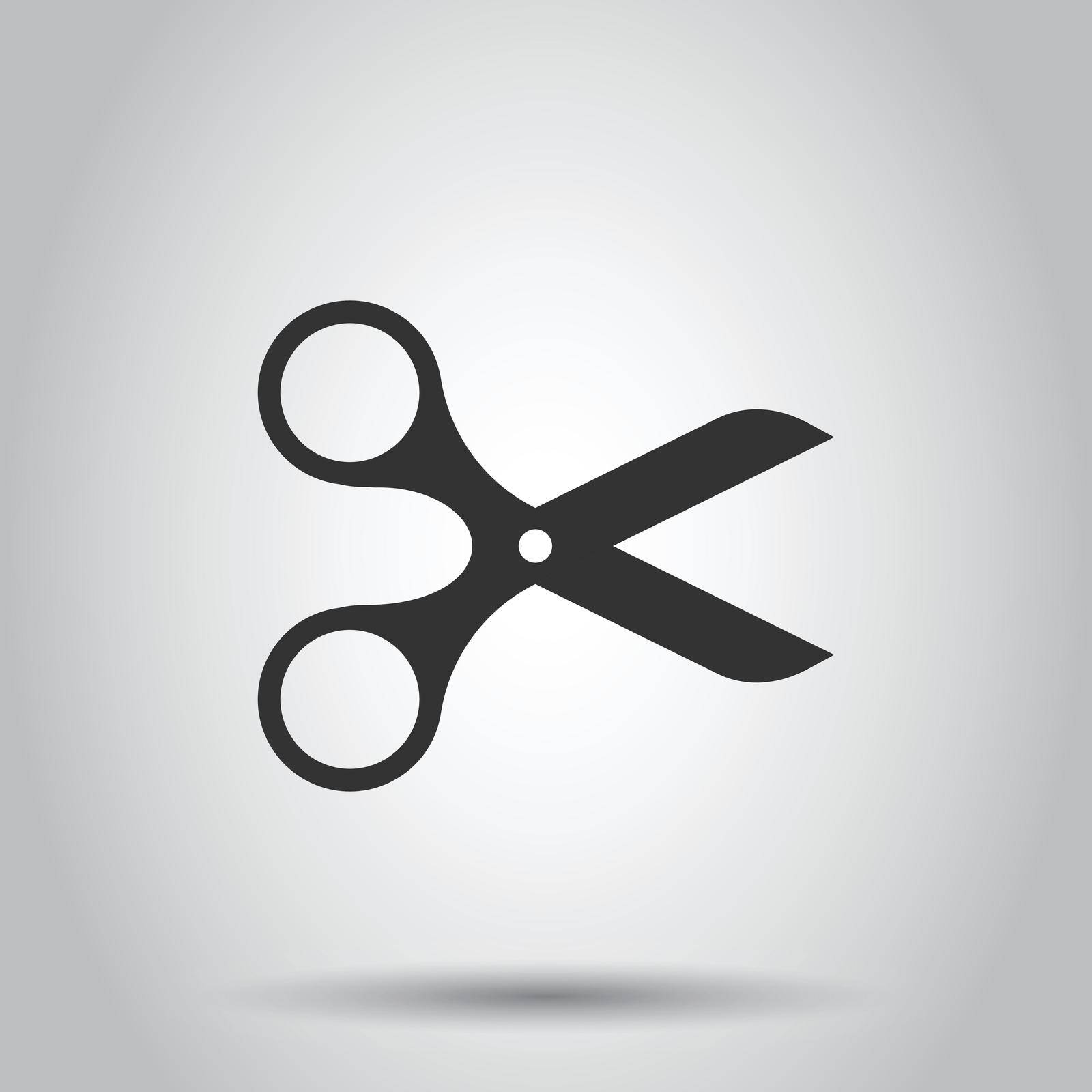 Scissor icon in flat style. Cut equipment vector illustration on white isolated background. Cutter business concept. by LysenkoA