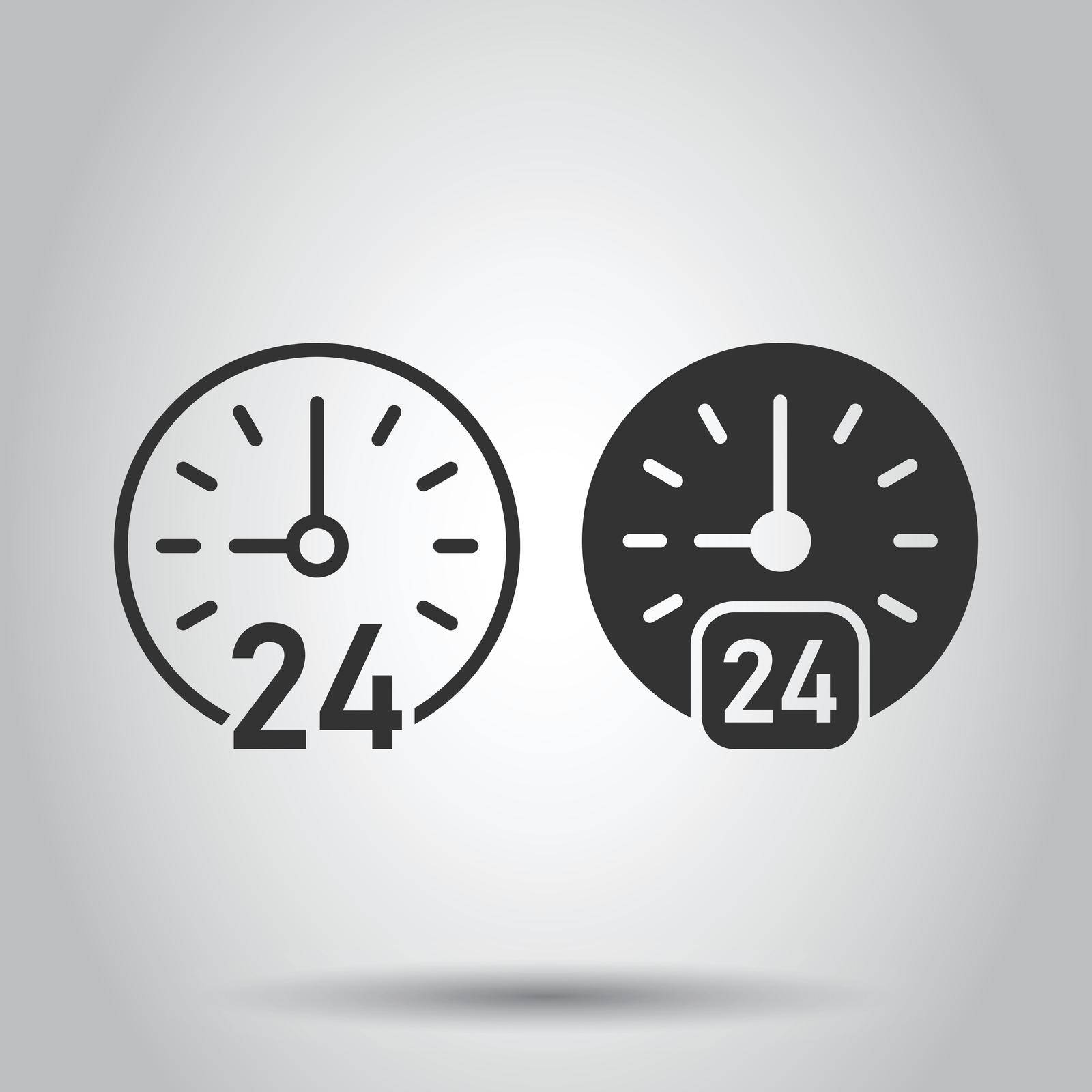 Clock icon in flat style. Watch vector illustration on white isolated background. Timer business concept. by LysenkoA