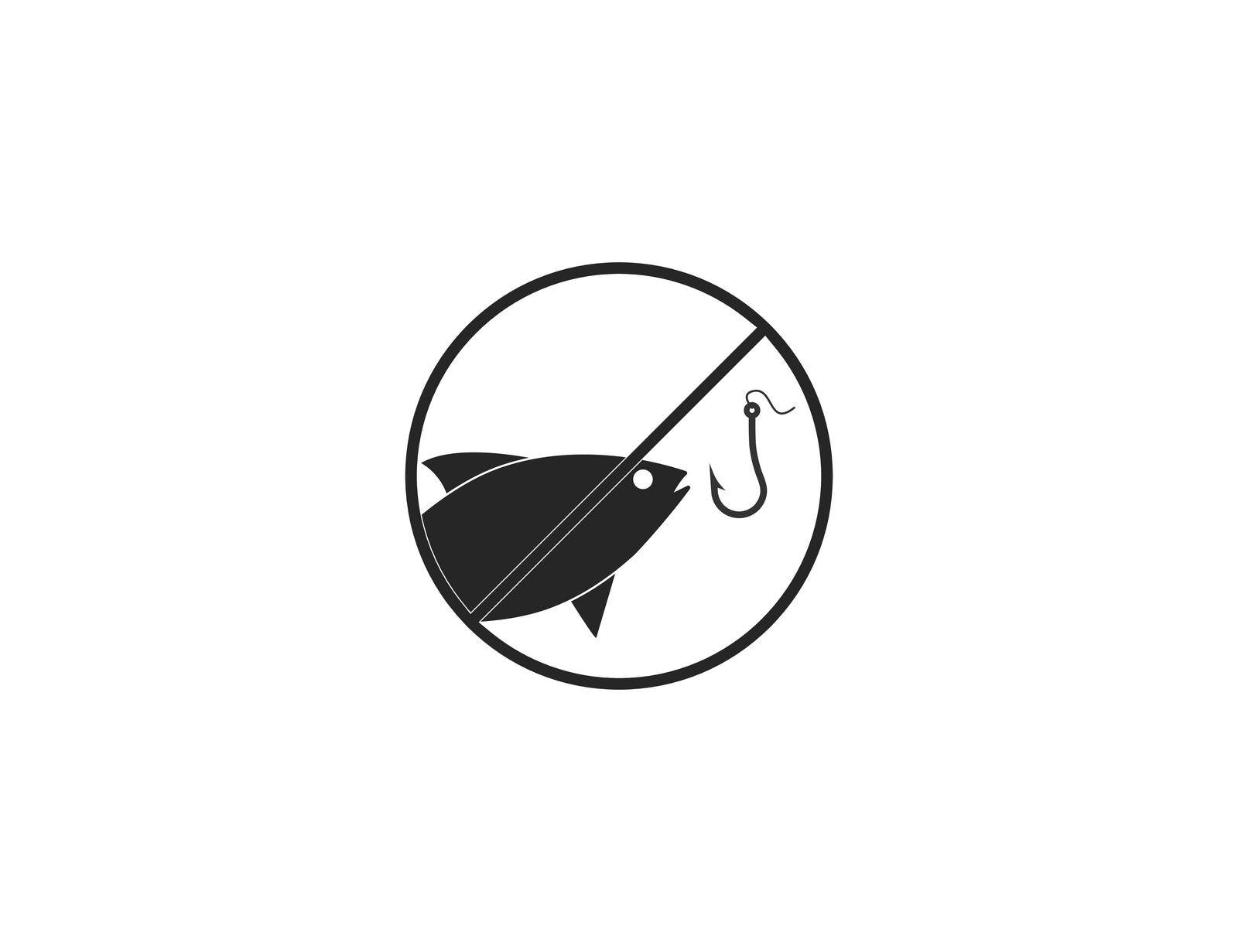 Vector illustration. Flat design. Ban, no fishing prohibited icon