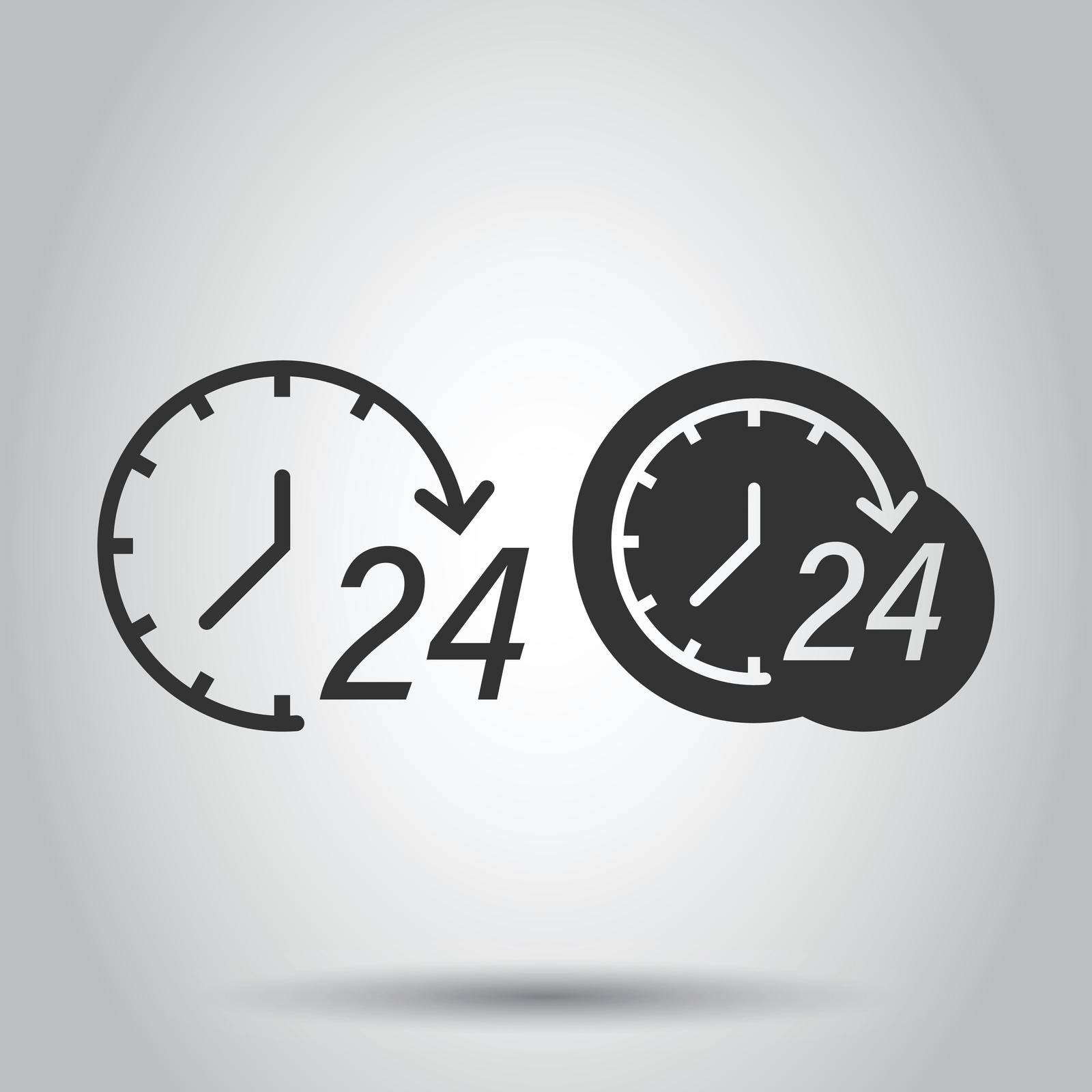 Clock icon in flat style. Watch vector illustration on white isolated background. Timer business concept. by LysenkoA