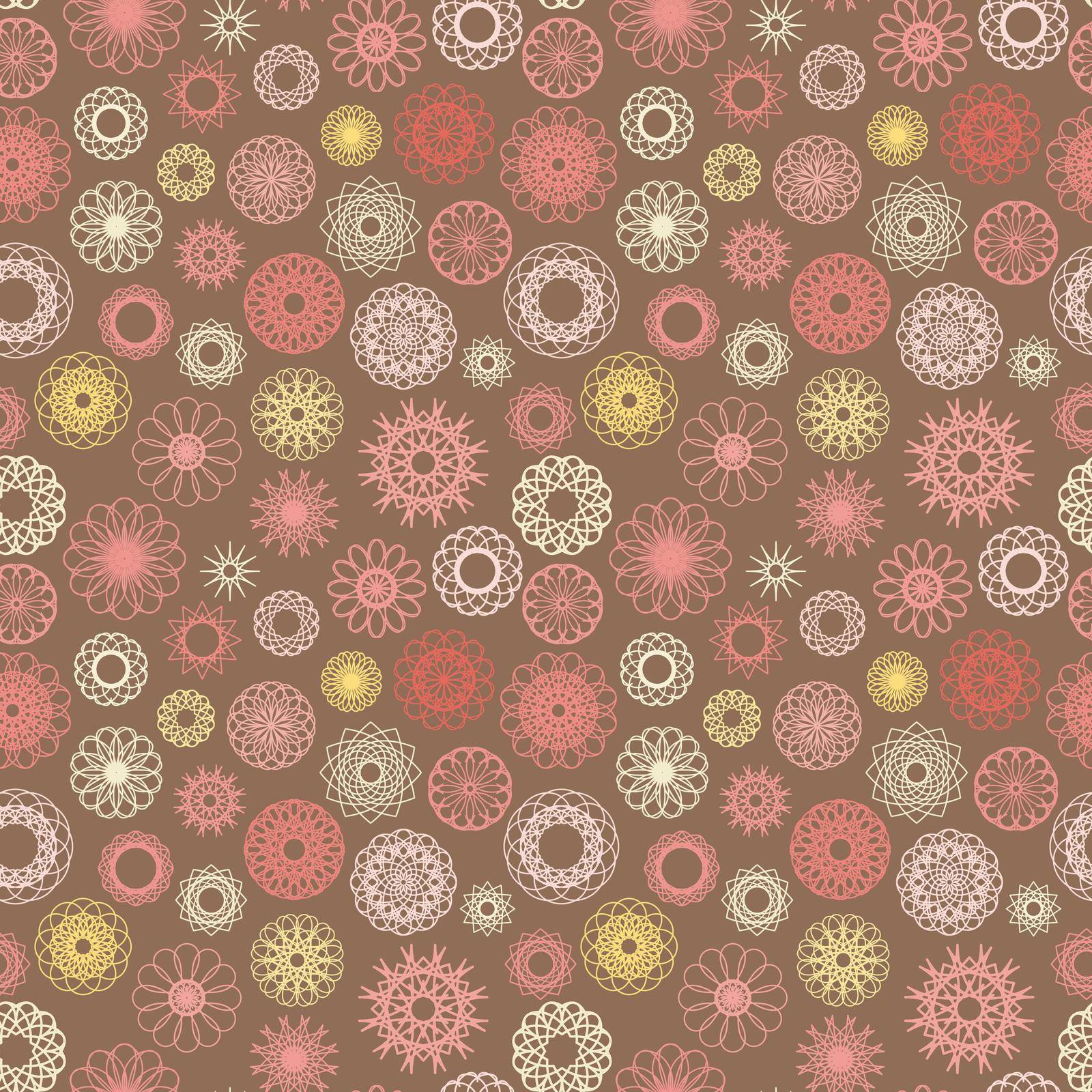 Chocolate round ornament seamless texture. Vector pattern