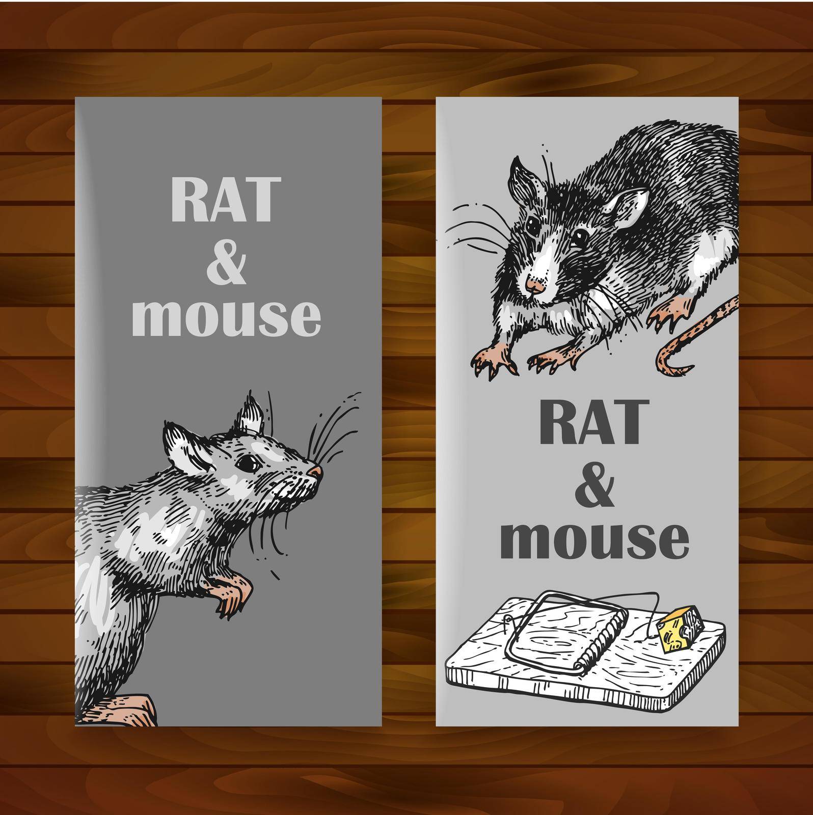 Rat sketch vector illustrations. Hand drawn picture with mouse. by steshnikova