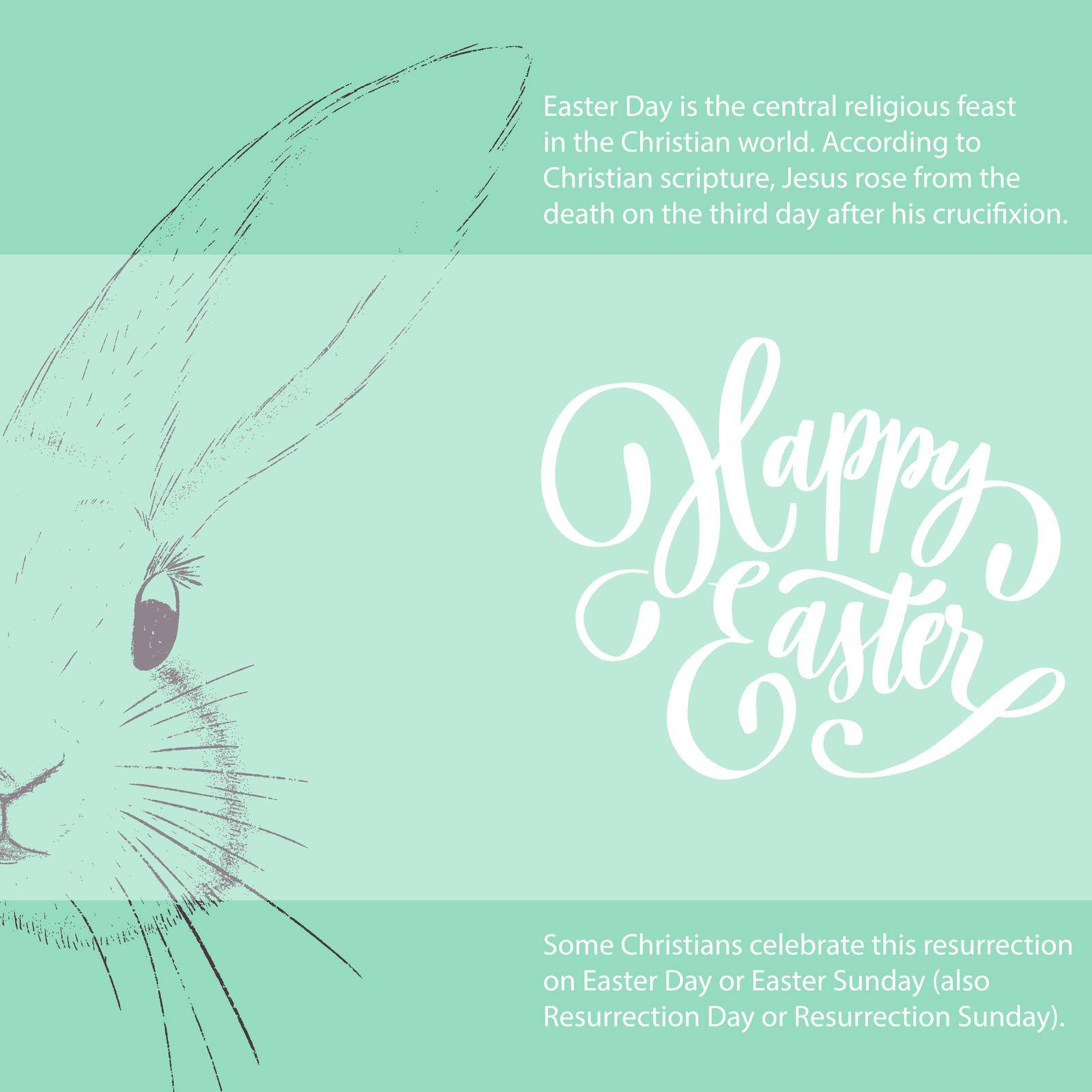 Fluffy bunny - Happy easter holiday card vector. by ku4erashka