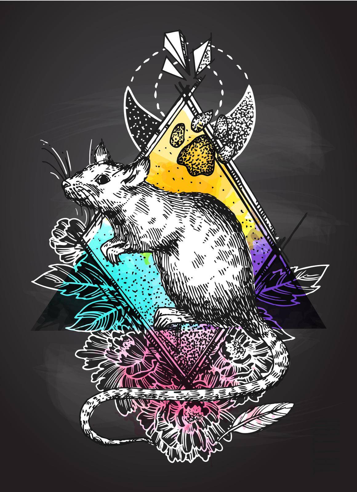 Rat sketch vector illustrations. Hand drawn picture with mouse. . by steshnikova