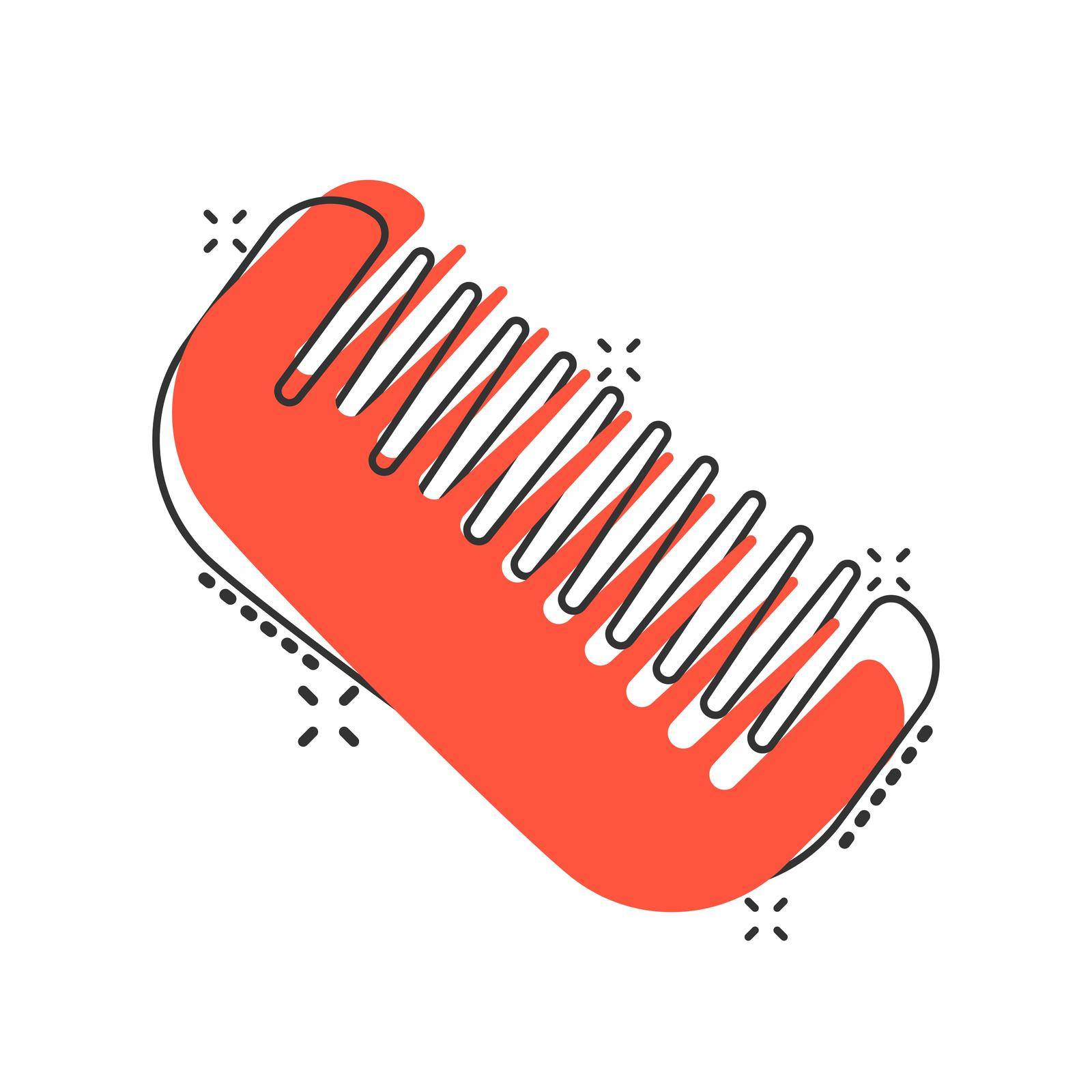 Hair brush icon in comic style. Comb accessory vector cartoon illustration pictogram splash effect. by LysenkoA