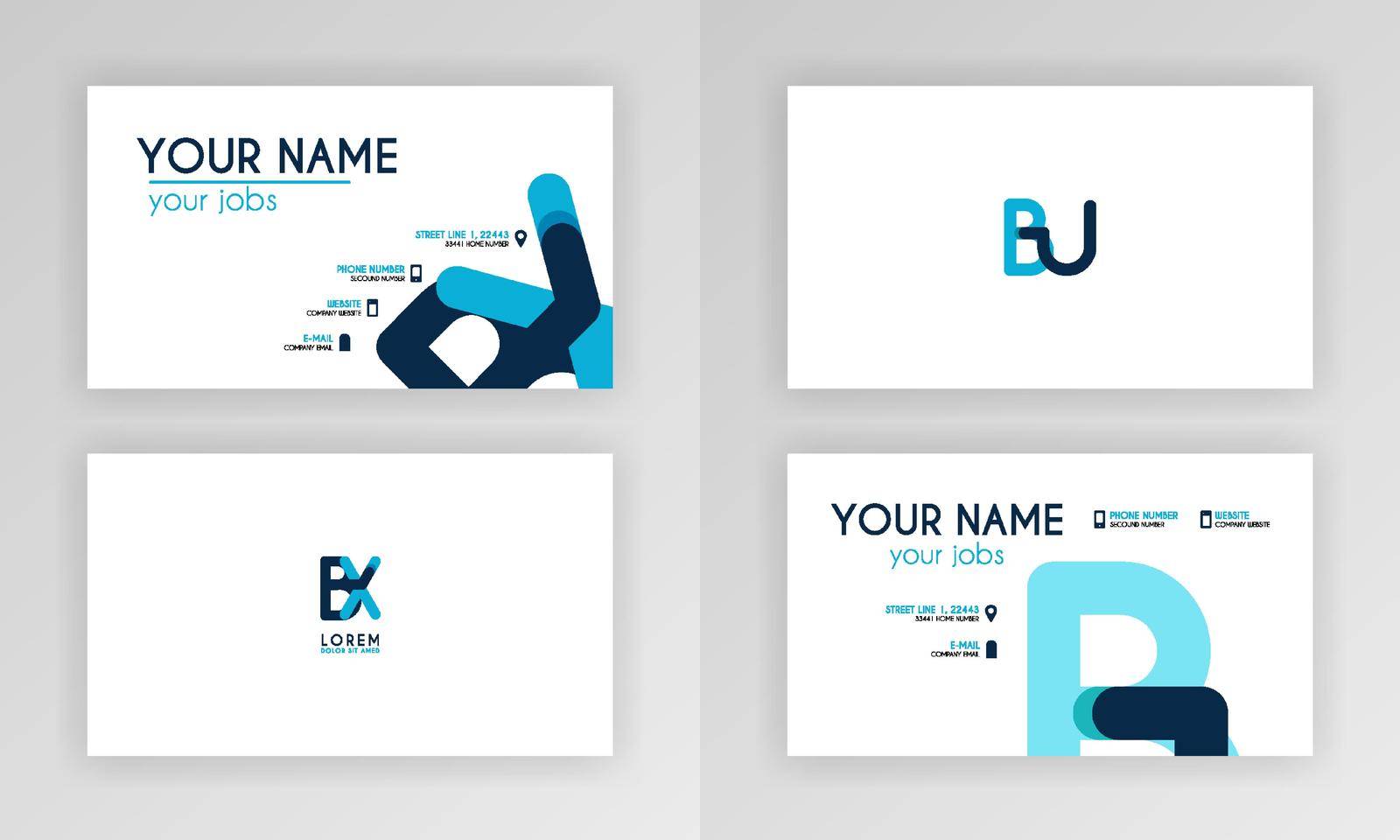Blue Business Card Template. Simple Identity Card Design With Alphabet Logo And Slash Accent Decoration. For Corporate, Company, Professional, Business, Advertising, Public Relations, Brochure, Poster by yayimage