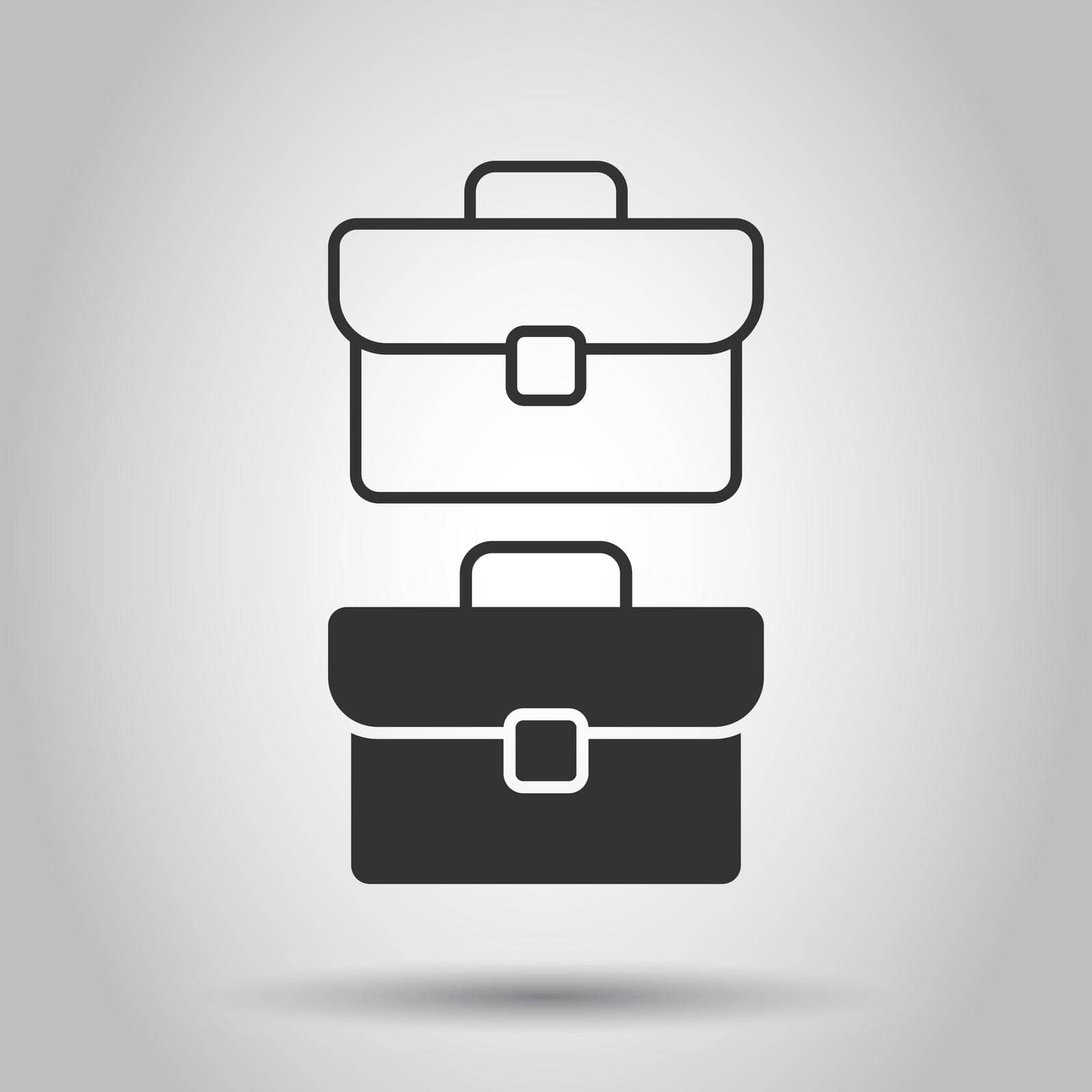Briefcase icon in flat style. Businessman bag vector illustration on white isolated background. Portfolio business concept. by LysenkoA