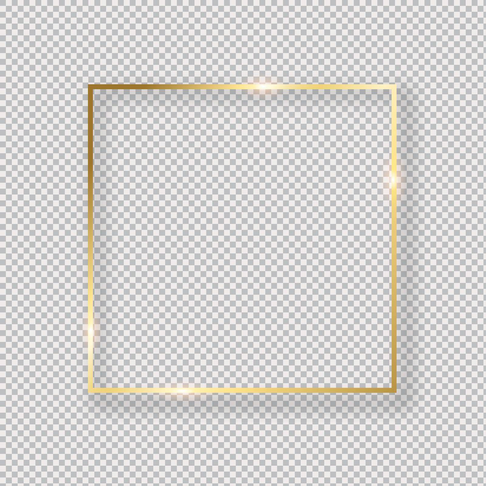 Realistic golden frame with shadow.