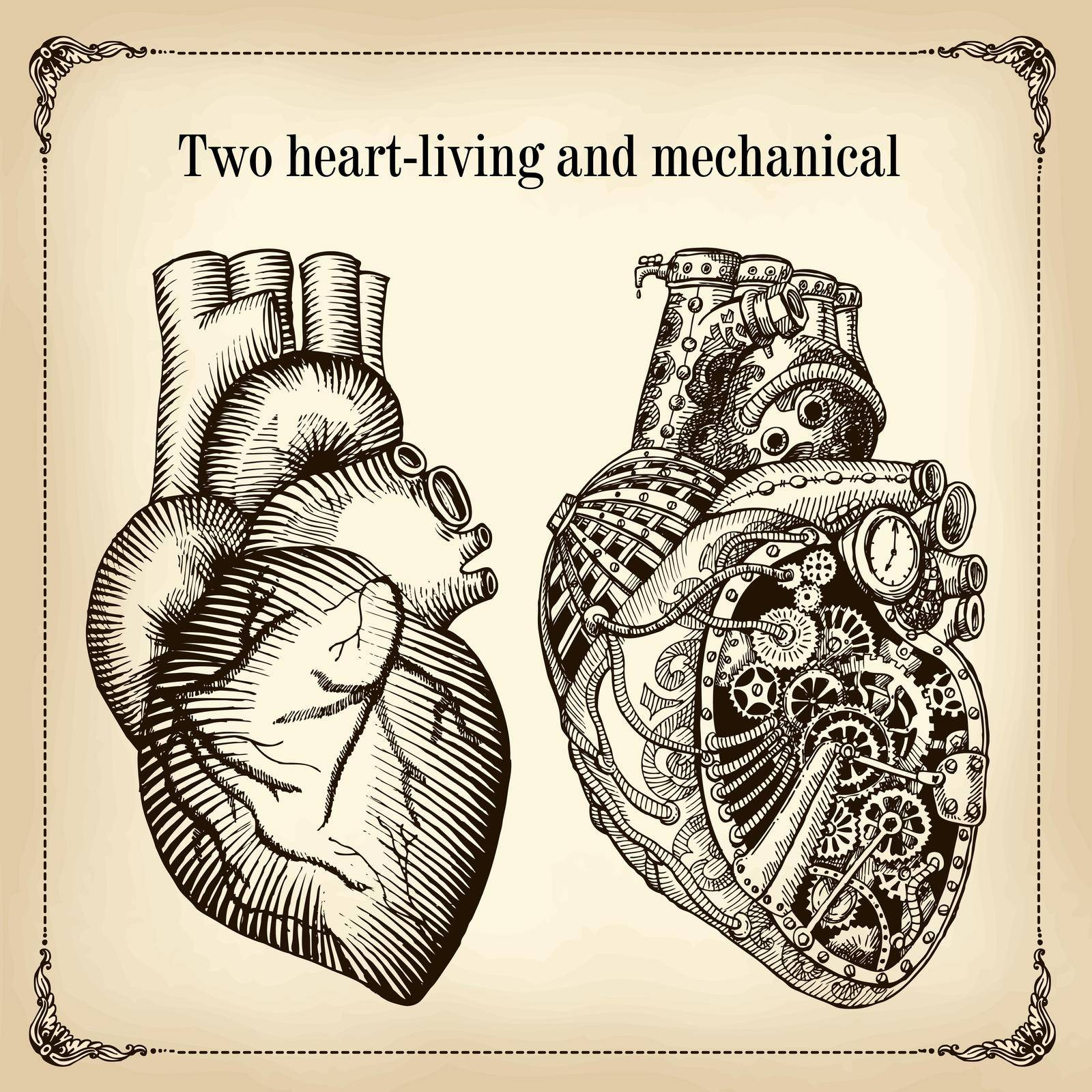 2 hearts-alive and mechanical by steshnikova