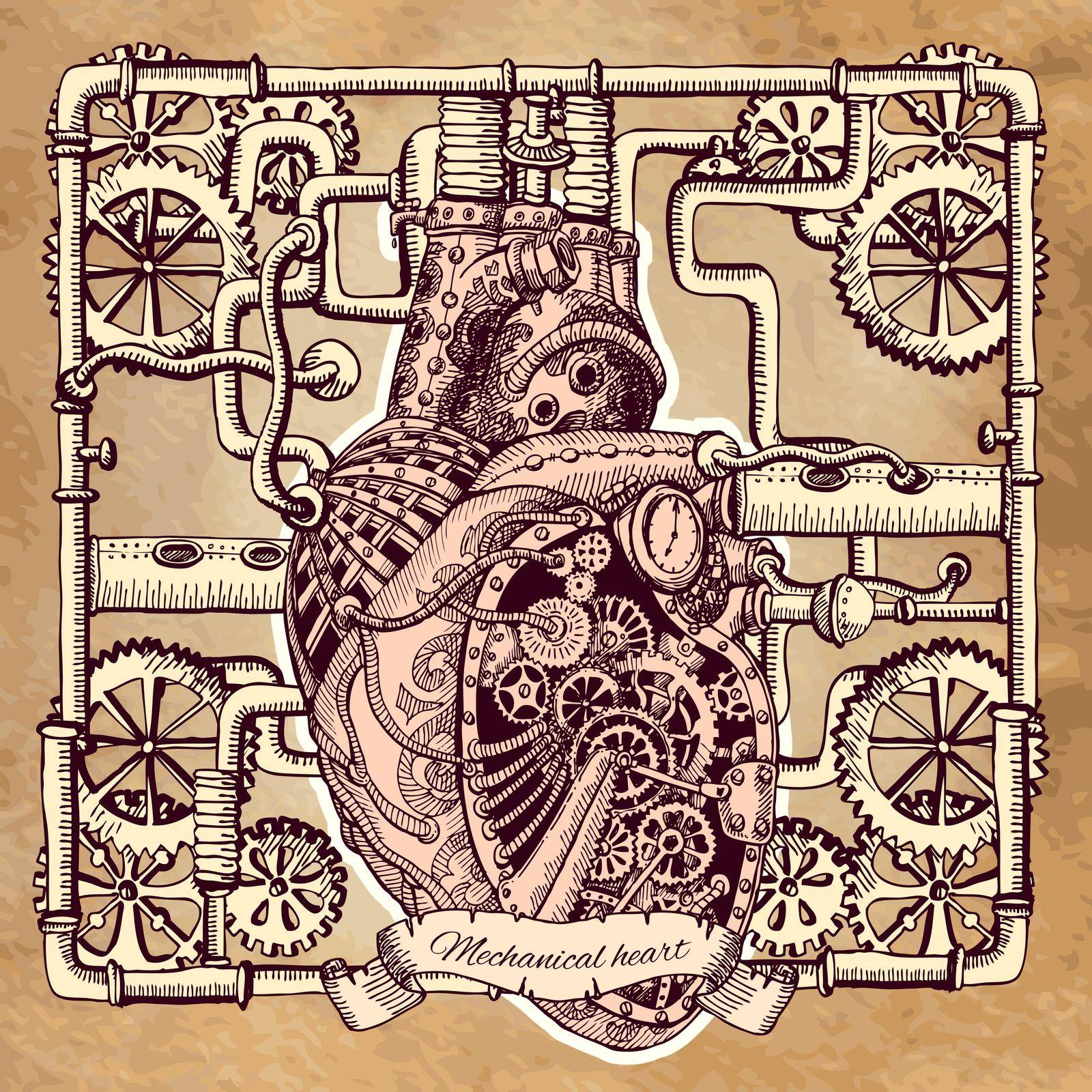 Abstract background for valentine's day. Mechanical heart. The drawing. by steshnikova