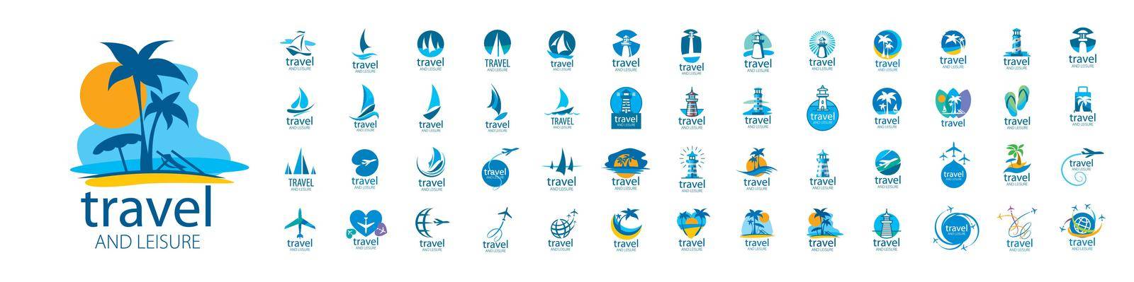 A set of vector logos for leisure and travel.