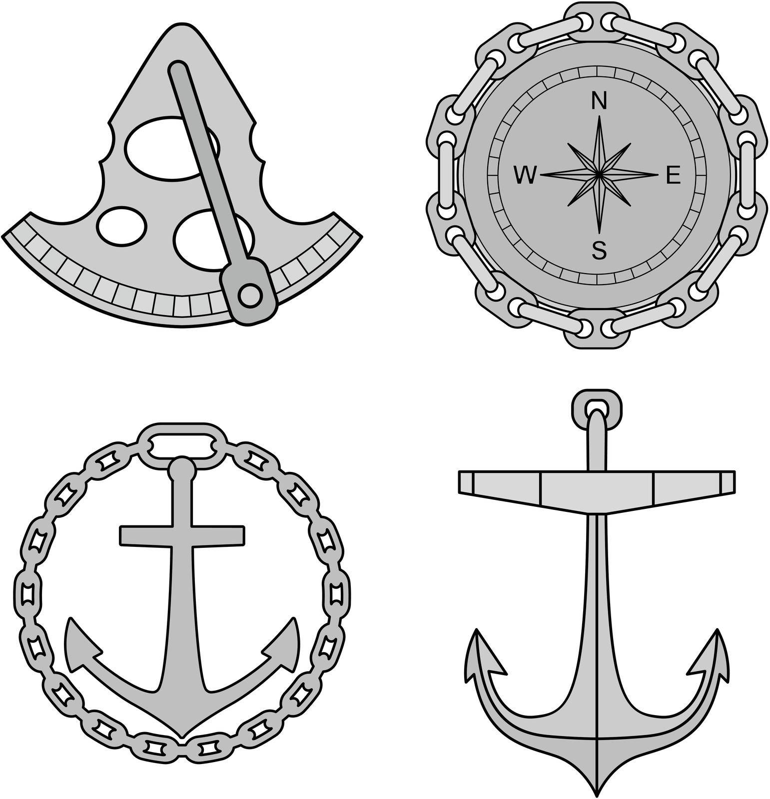 Set of nautical design elements. Vector symbols