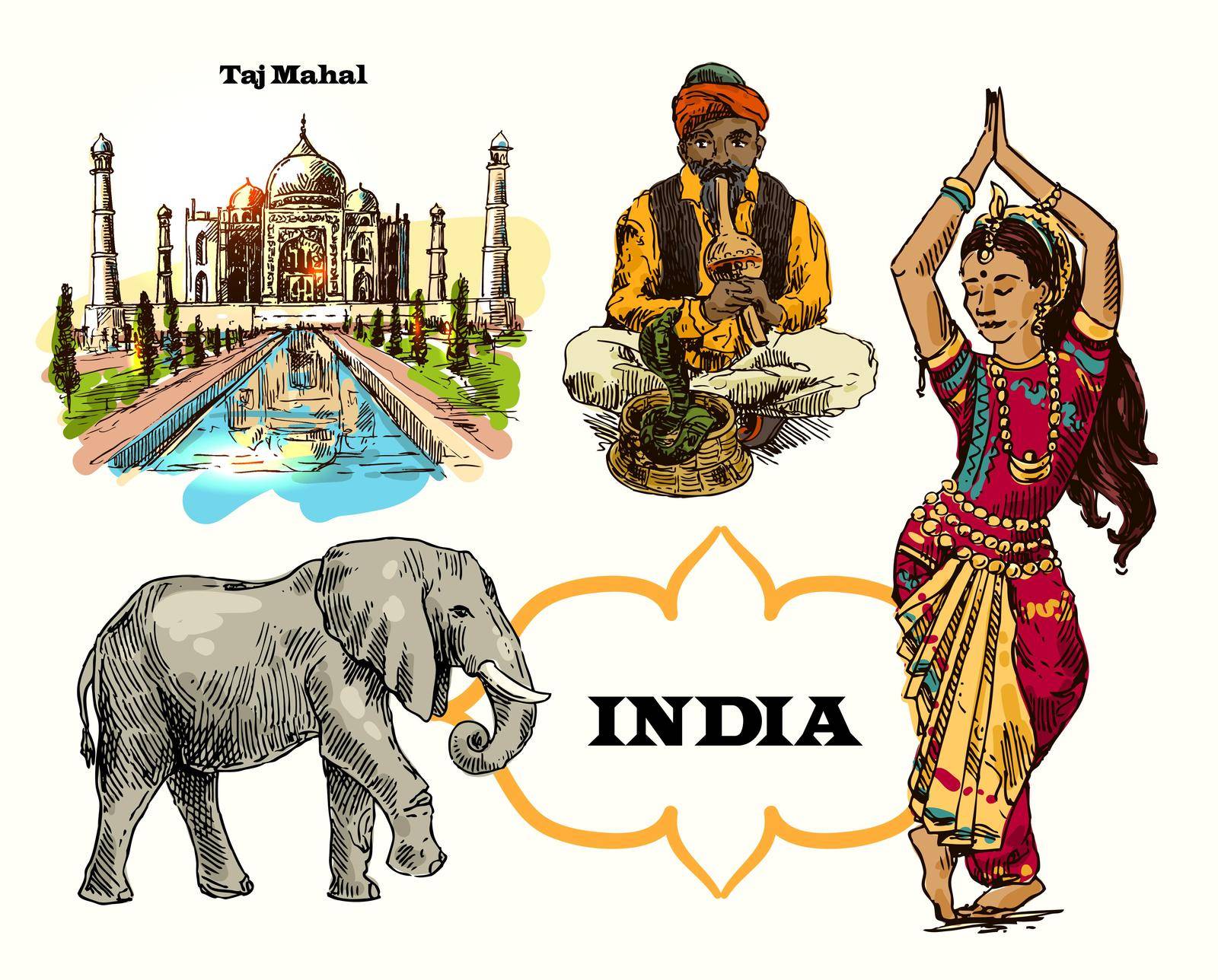 beautiful illustrations India by steshnikova