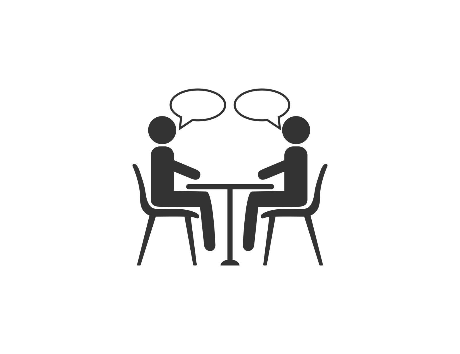 People talking icon on white background. Vector illustration. by Vertyb