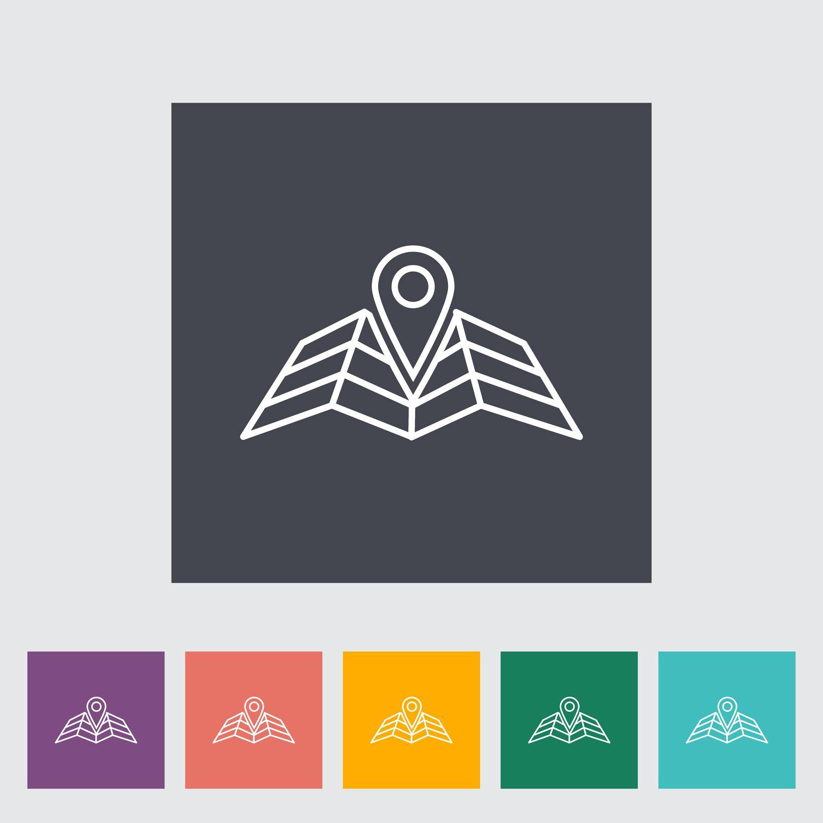 Map pointer. Outline icon on the button. Vector illustration.