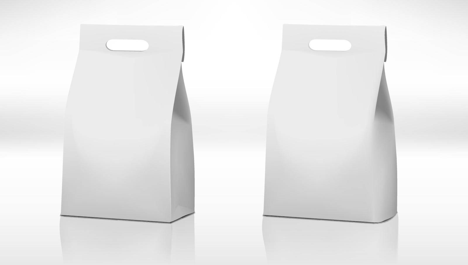 Clear White Craft Paper Bag Pack With Handle. EPS10 Vector