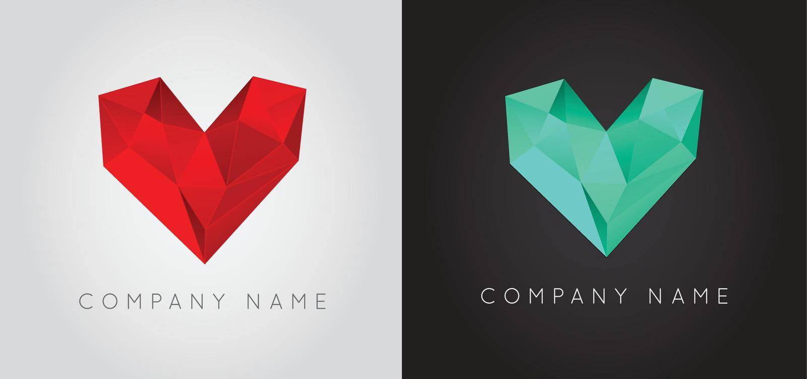 Trendy Crystal Triangulated Gem Logo Element Perfect for Business Geometric Low Polygon Style Visual Identity Vector Set Collection