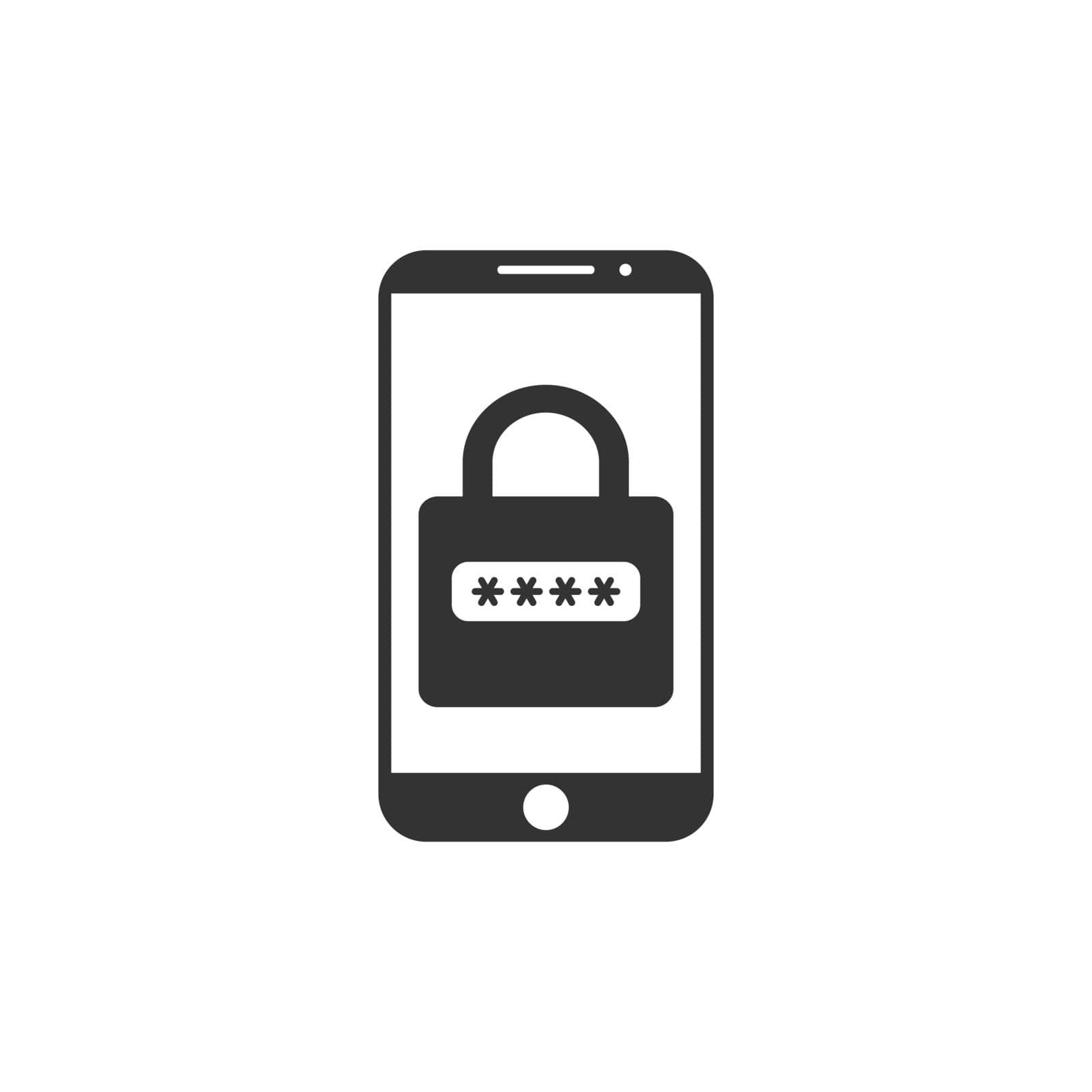Smartphone password icon. Vector illustration flat
