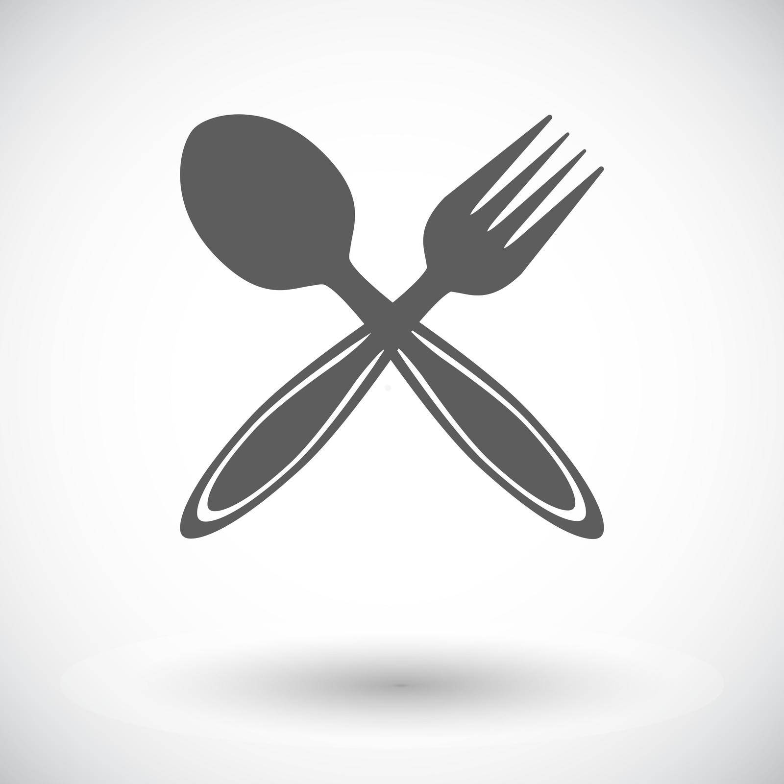 Knife and fork. Single flat icon on white background. Vector illustration.