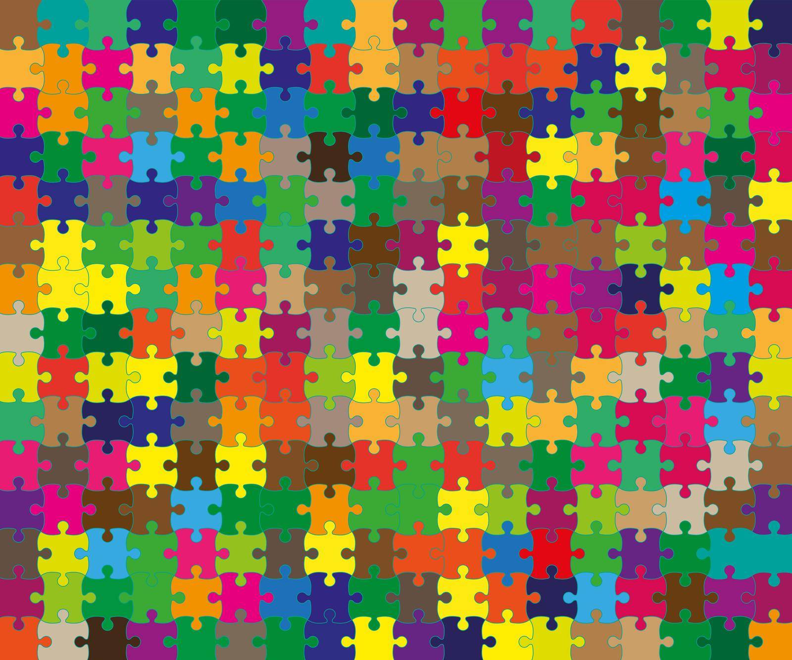 Jigsaw Puzzle grid template, color. Vector illustration. by Vertyb