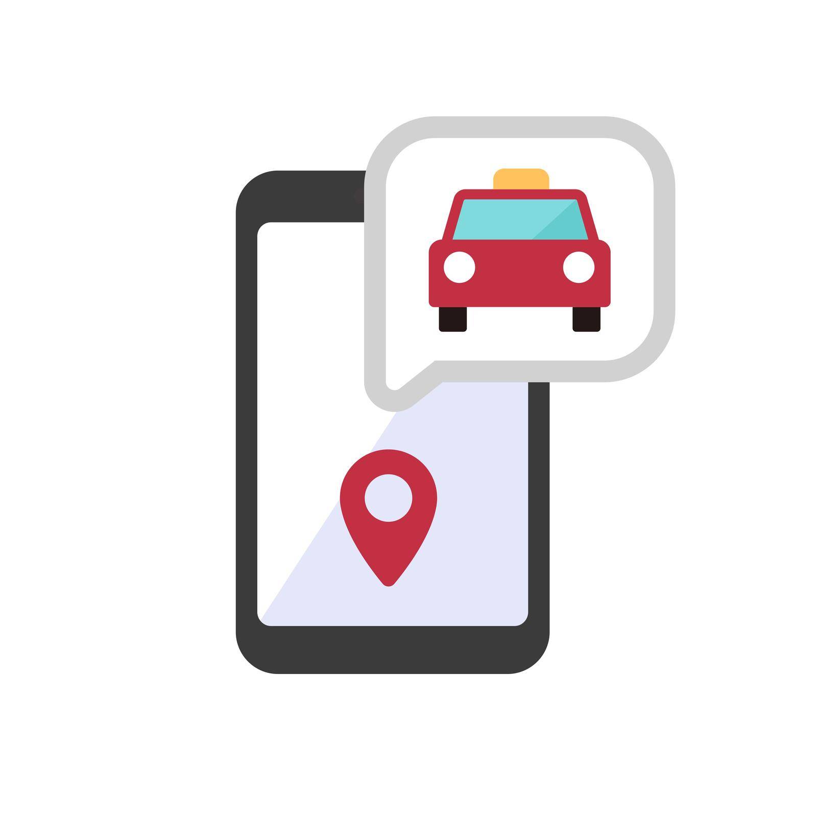 Taxi (cab) app, ride share app vector icon illustration