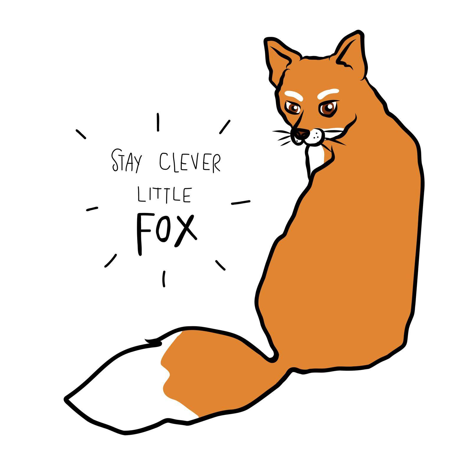 Stay clever little fox cartoon vector illustration