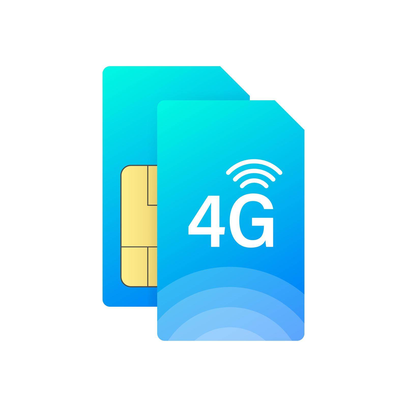 4G Sim Card. 4G technology background. Vector stock illustration. by Vector-Up