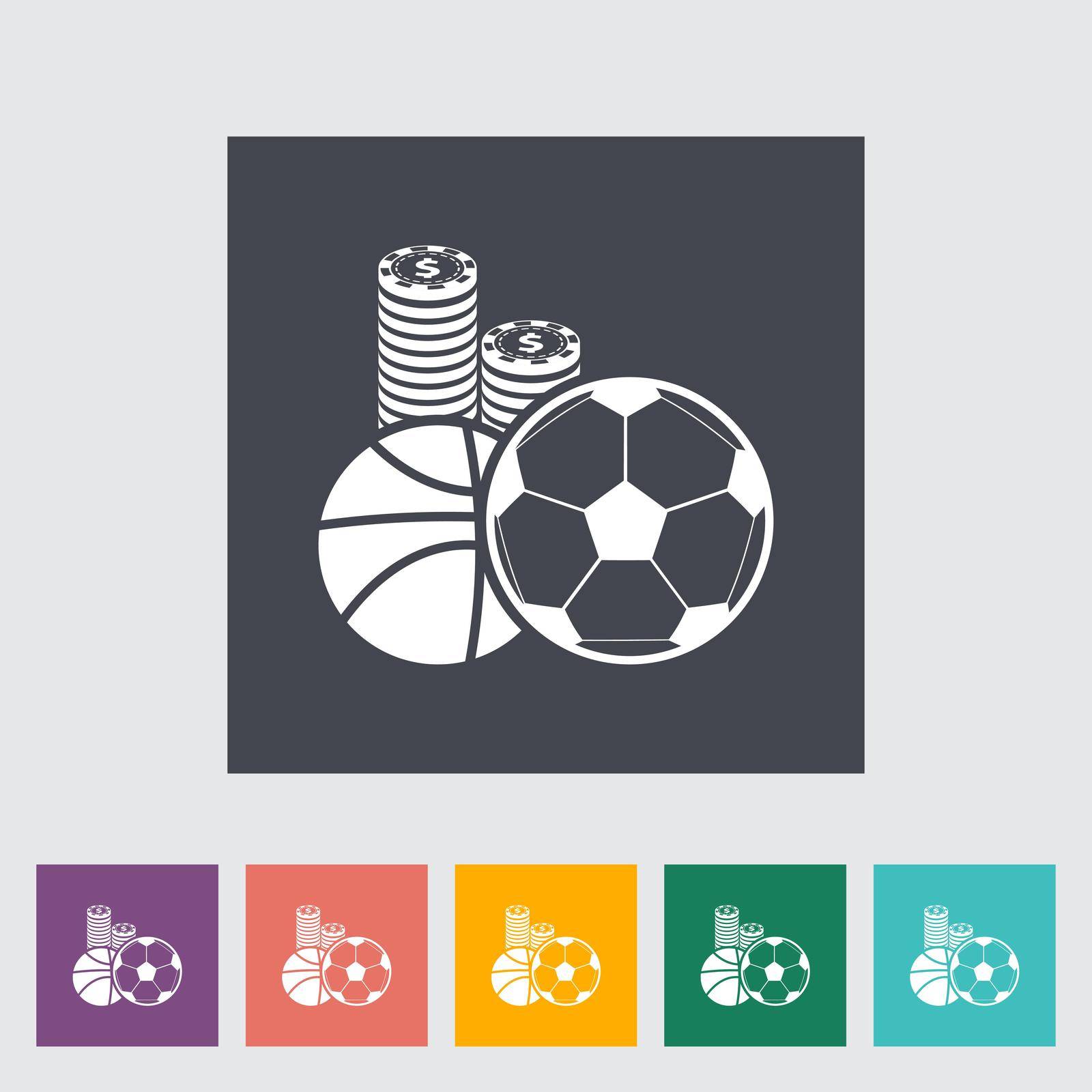 Sport games. Single flat icon on the button. Vector illustration.