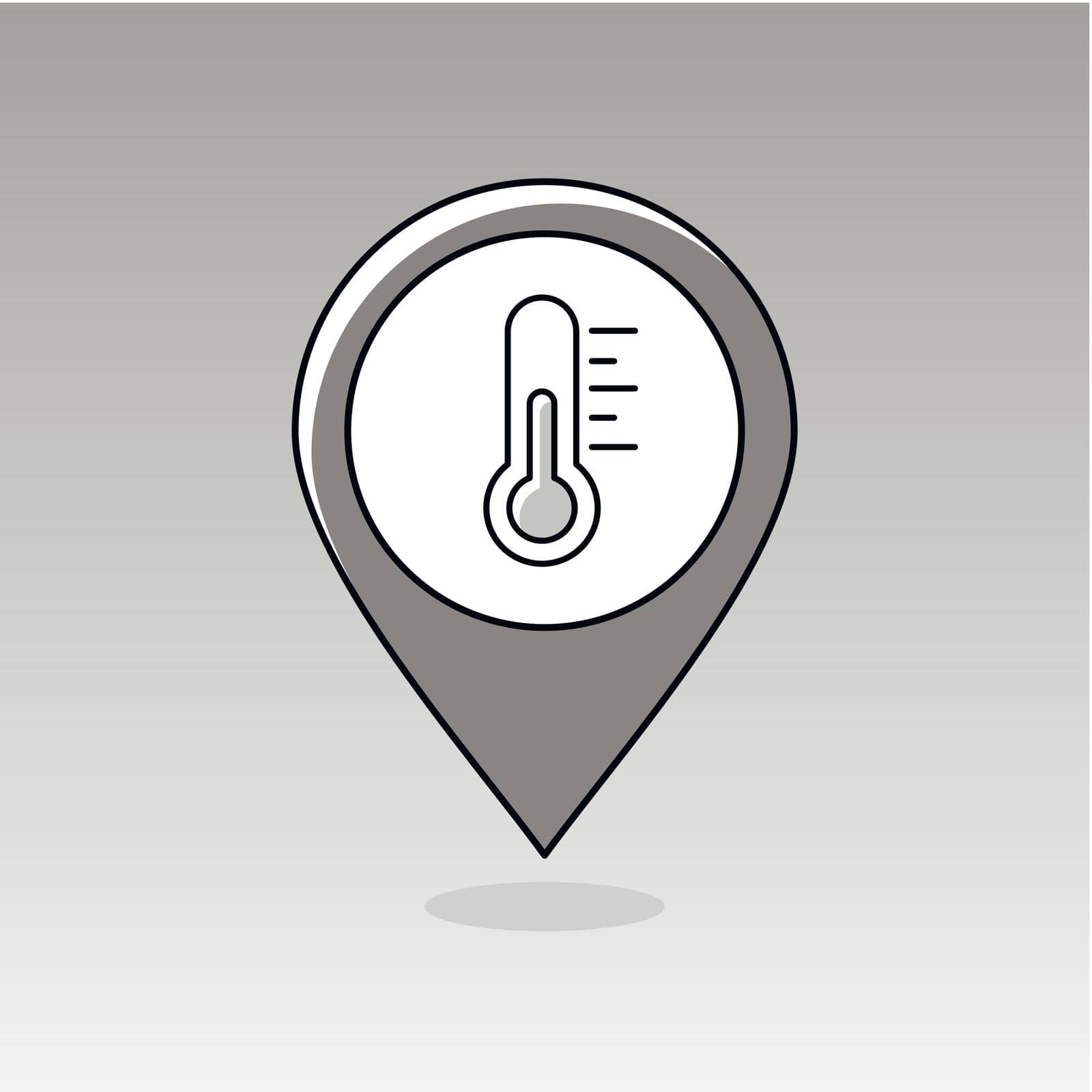 Thermometer Heat outline pin map icon. Map pointer. Map markers. Meteorology. Weather. Vector illustration eps 10