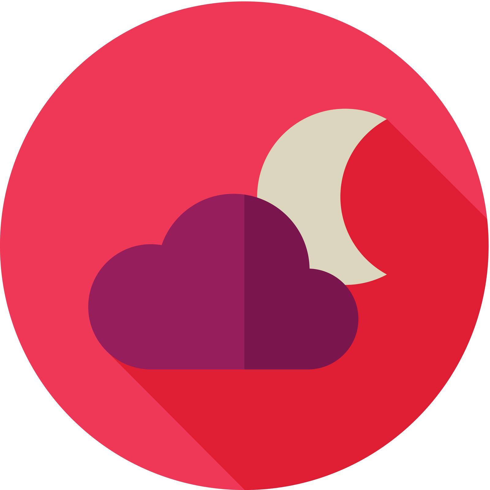 Cloud Moon flat icon. Sleep dreams symbol. Meteorology. Weather. Vector illustration eps 10