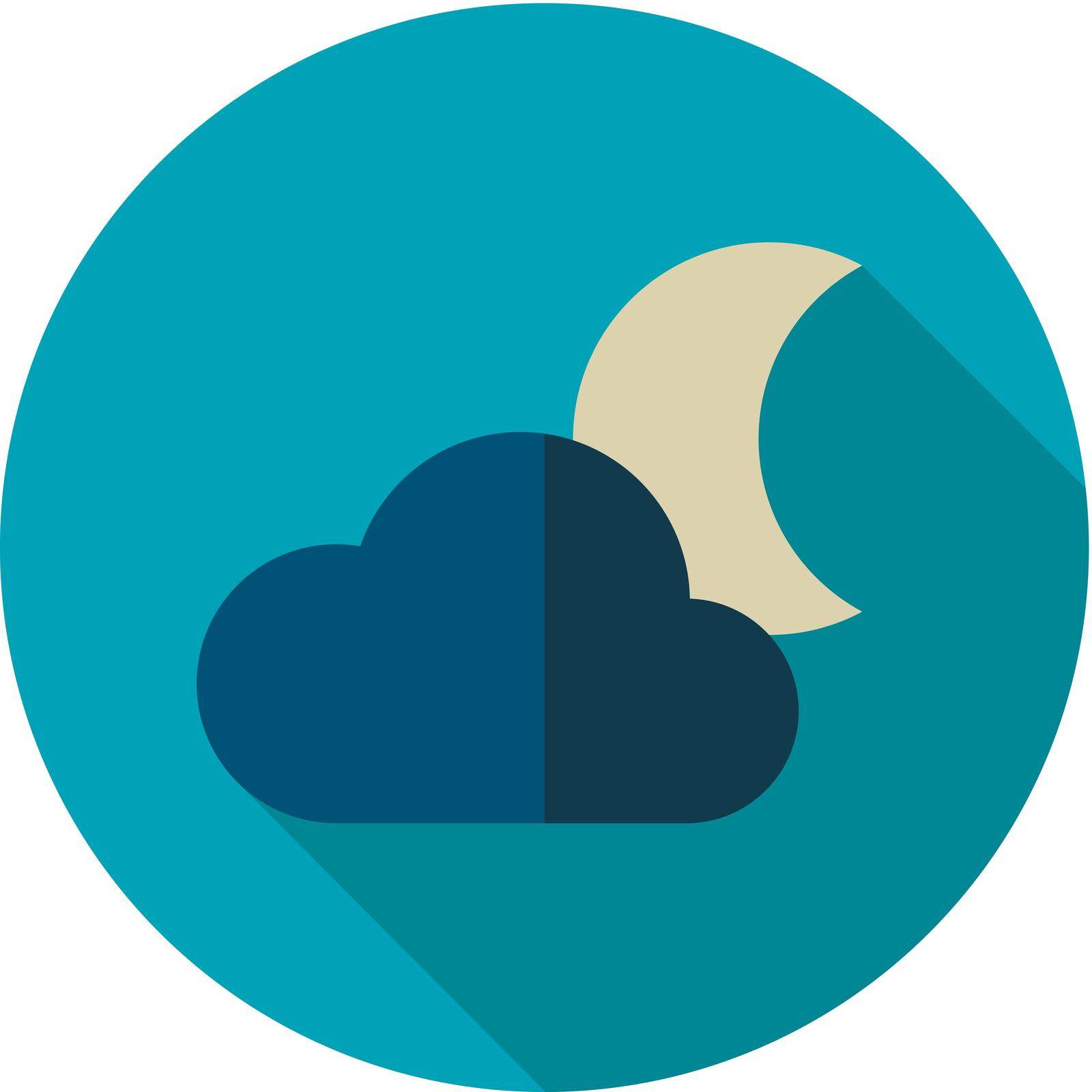 Cloud Moon flat icon. Sleep dreams symbol. Meteorology. Weather. Vector illustration eps 10