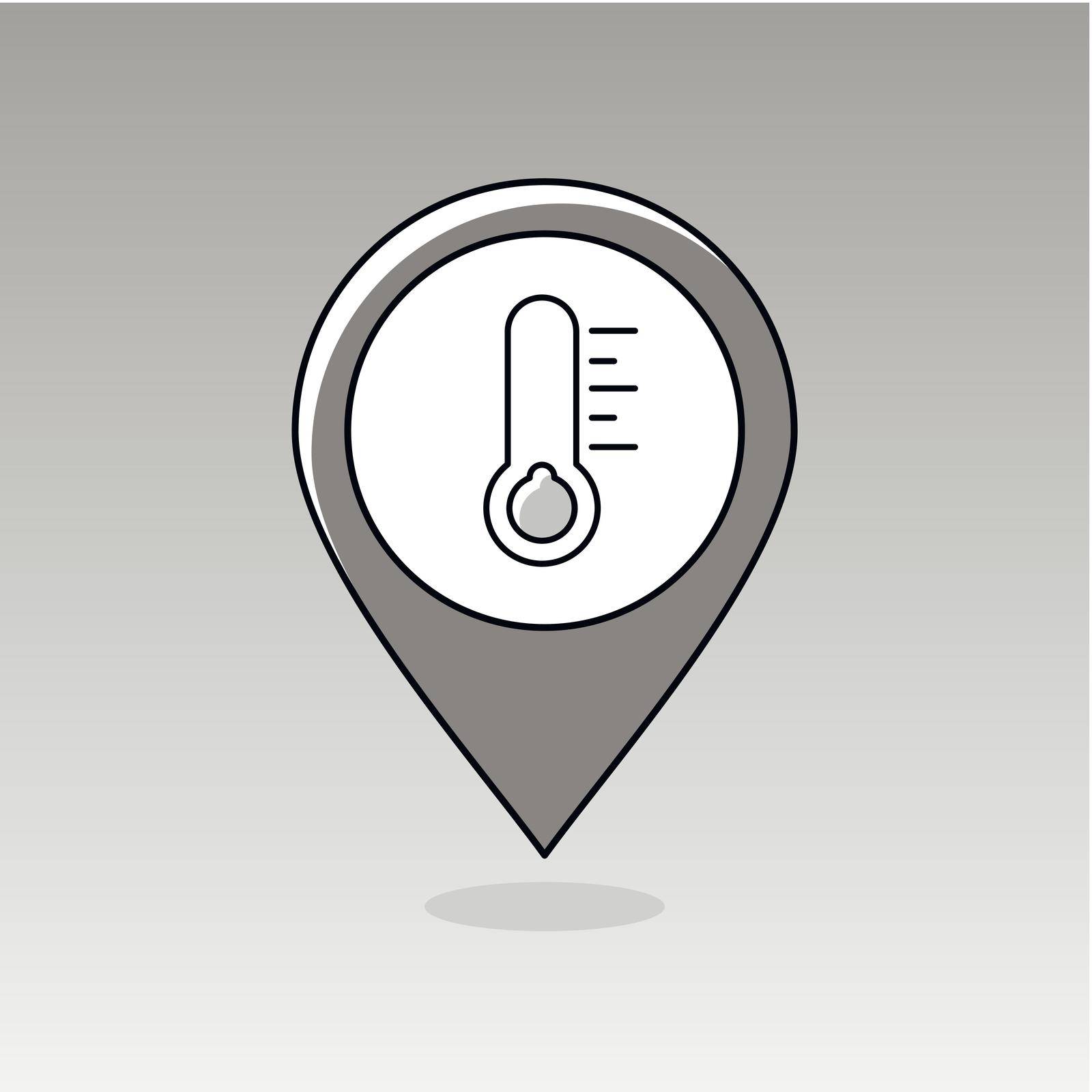 Thermometer Cold outline pin map icon. Map pointer. Map markers. Meteorology. Weather. Vector illustration eps 10