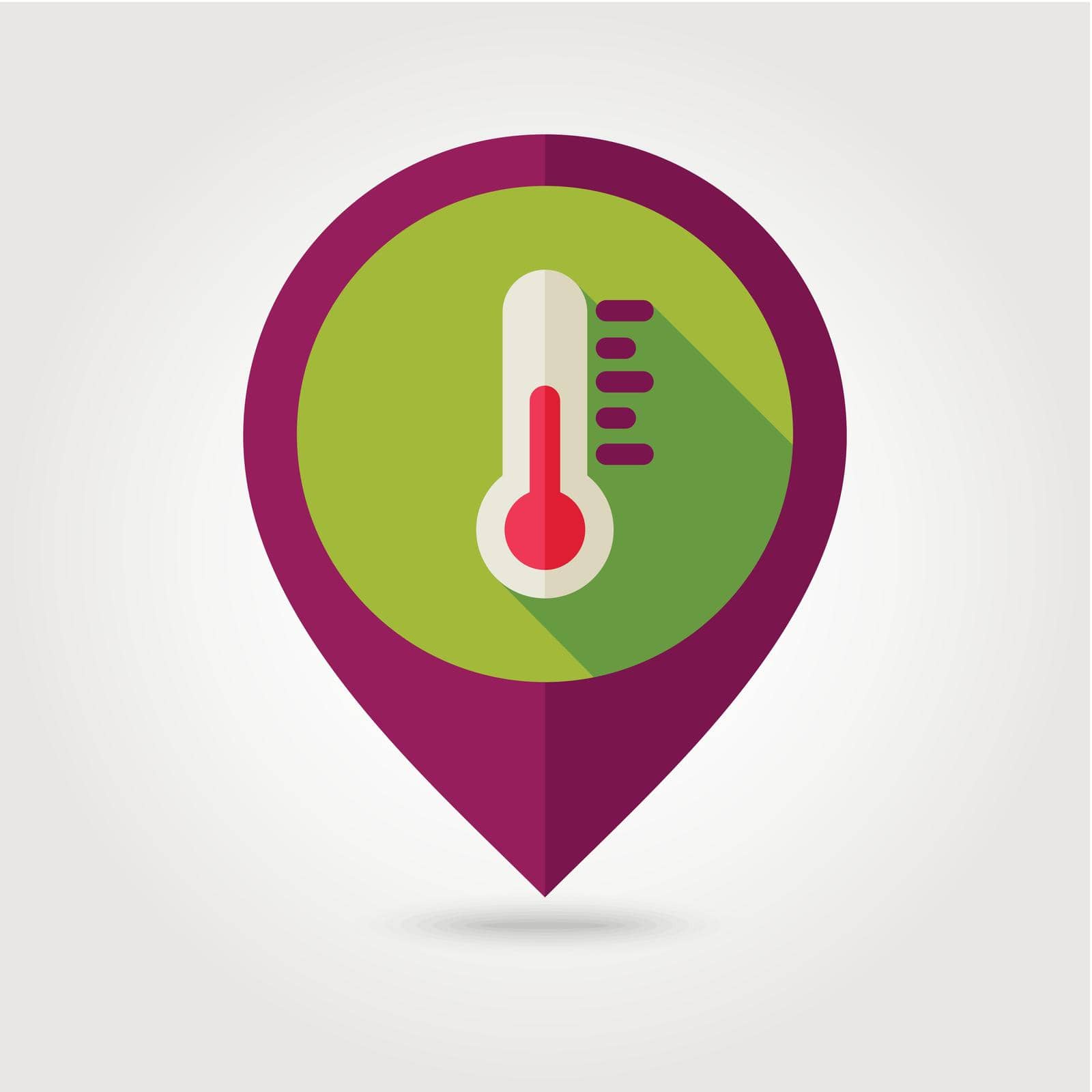 Thermometer flat pin map icon. Weather by nosik