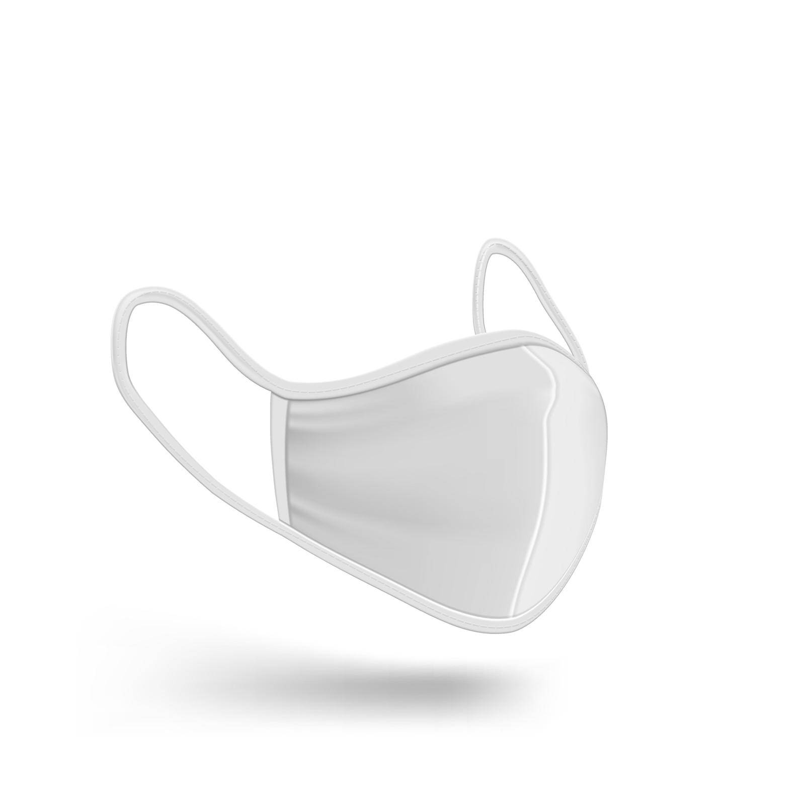 Clear White Fabric Protection Face Mask Mockup. EPS10 Vector