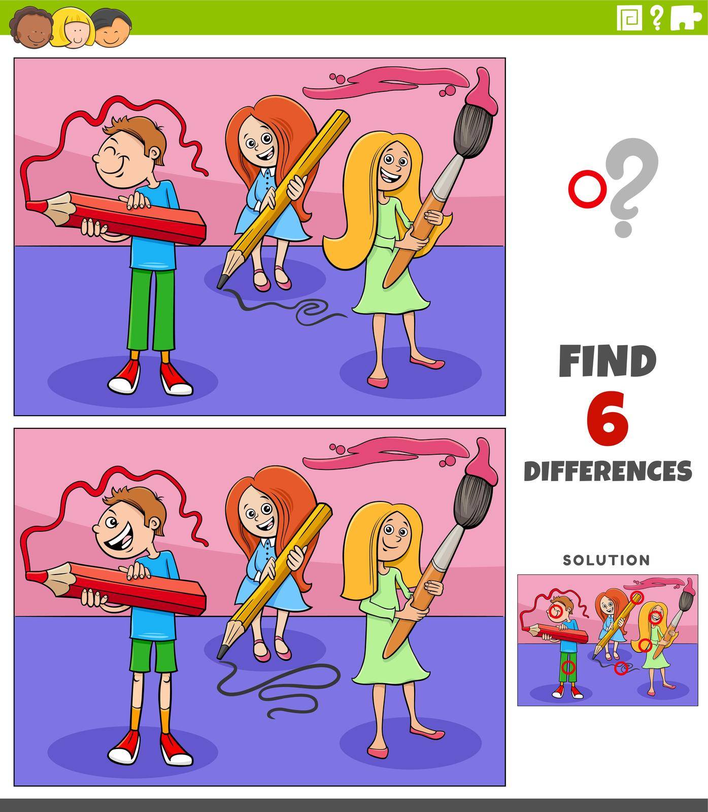 differences educational game with cartoon school children by izakowski