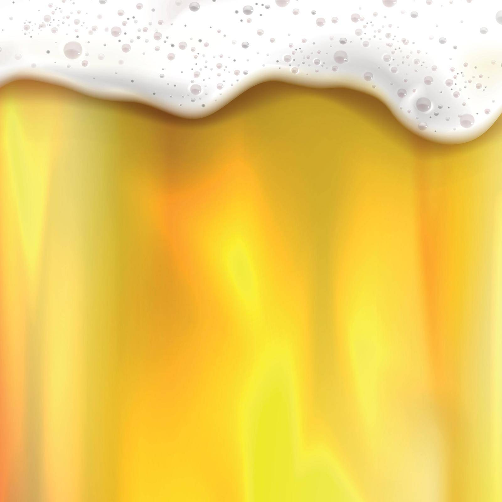 Realistic beer background, foamy drink, dripping drops - Vector illustration