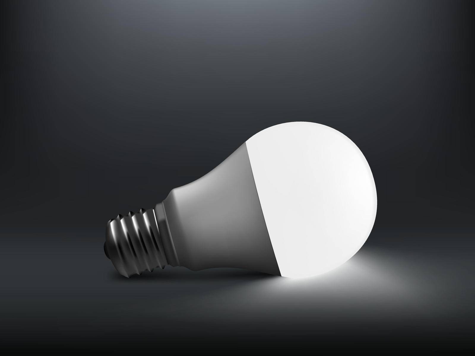 3D LED Light Bulb With Shadow On Floor. EPS10 Vector