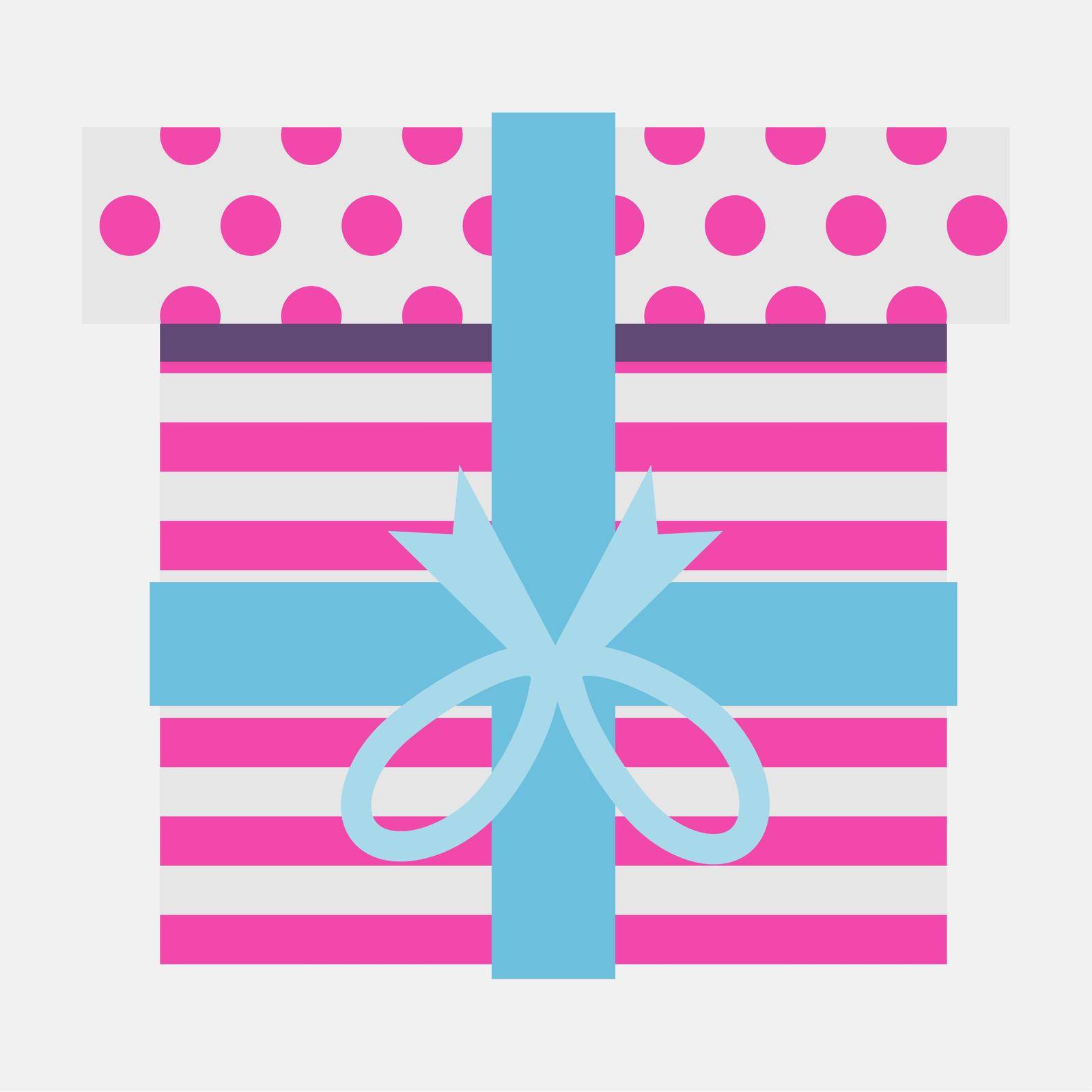 Gift white box with pink stripes and pink circles by Infobond