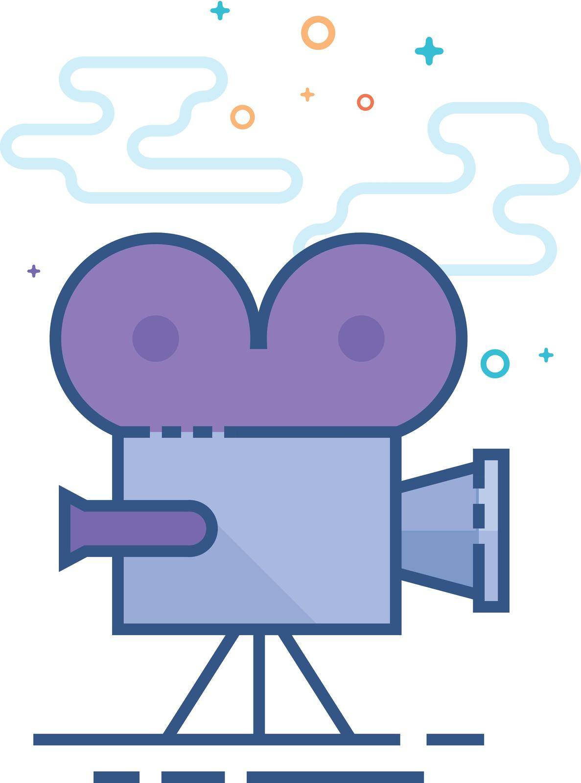 Surveillance camera icon in outlined flat color style. Vector illustration.
