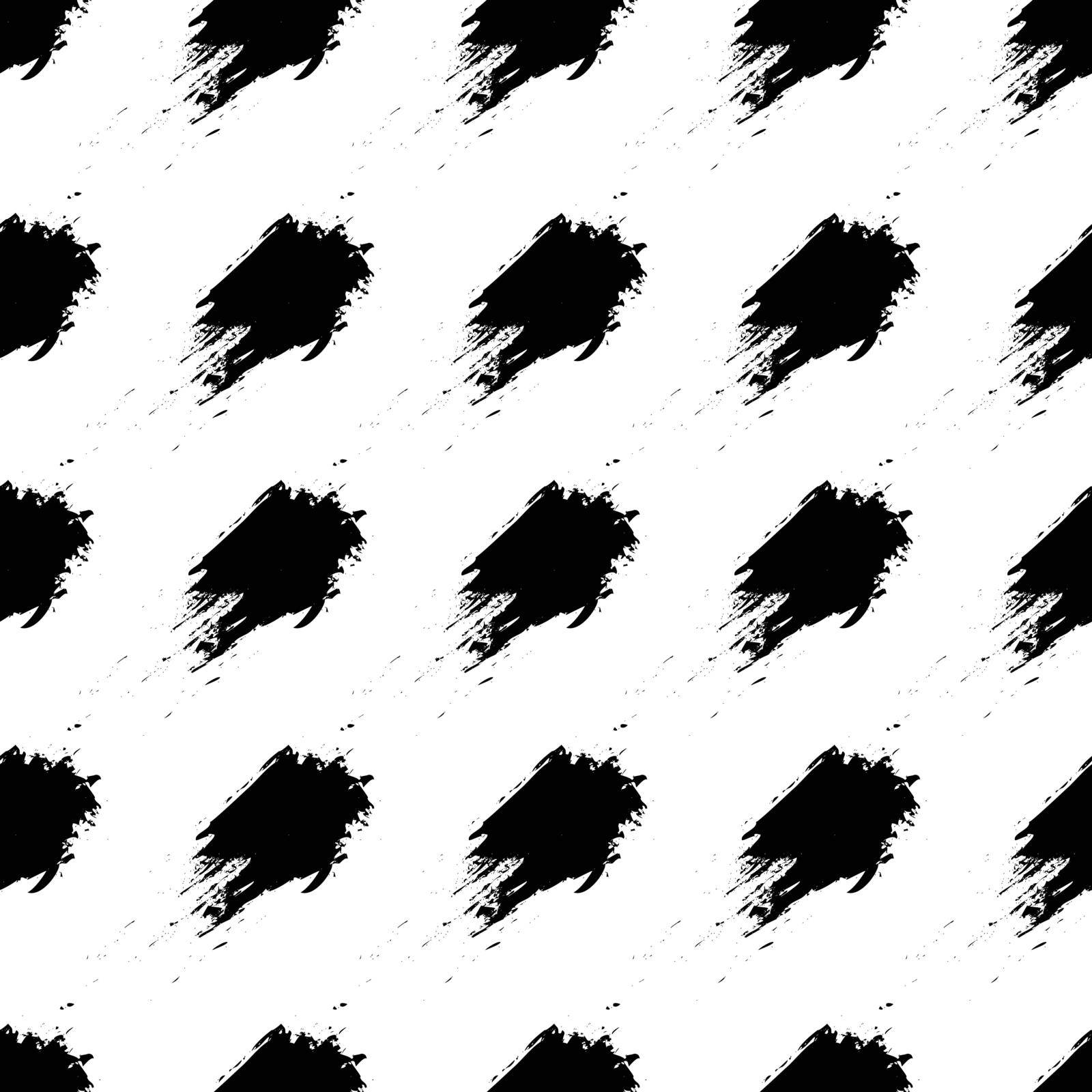 black and white hand drawn simple ink brush stroke seamless pattern. vector illustration for background, bed linen fabric, wrapping paper, scrapbooking by MariaTem