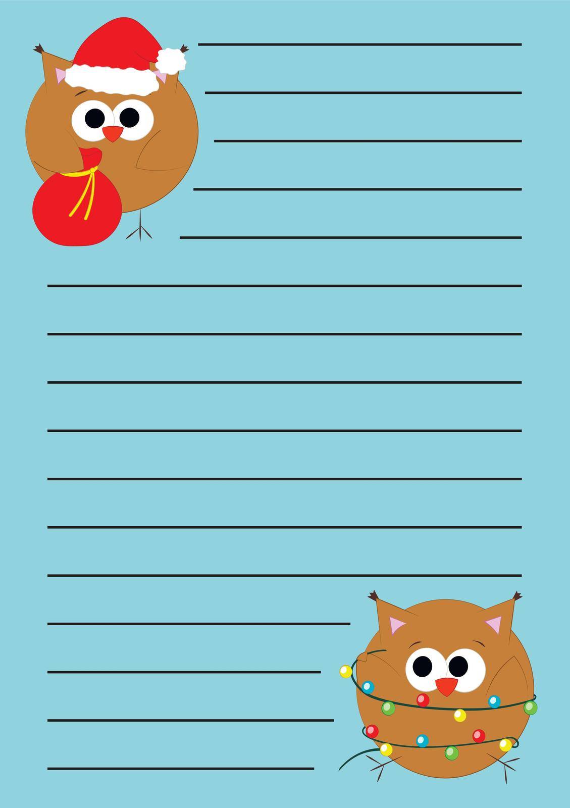 Cheek list planner with cute cartoon Christmas Owl by AnastasiaPen