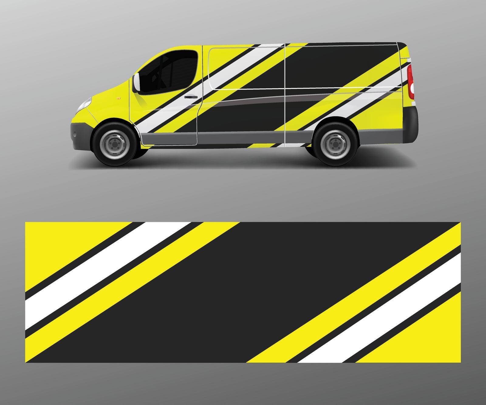 cargo van wrap vector, Graphic abstract stripe designs for wrap branding vehicle by ANITA