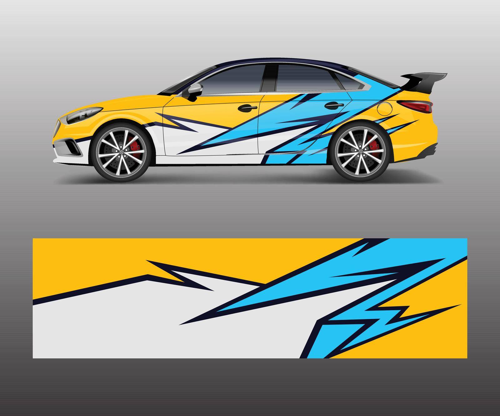 Car wrap design for sport car. Car wrap design for branding, services, company.