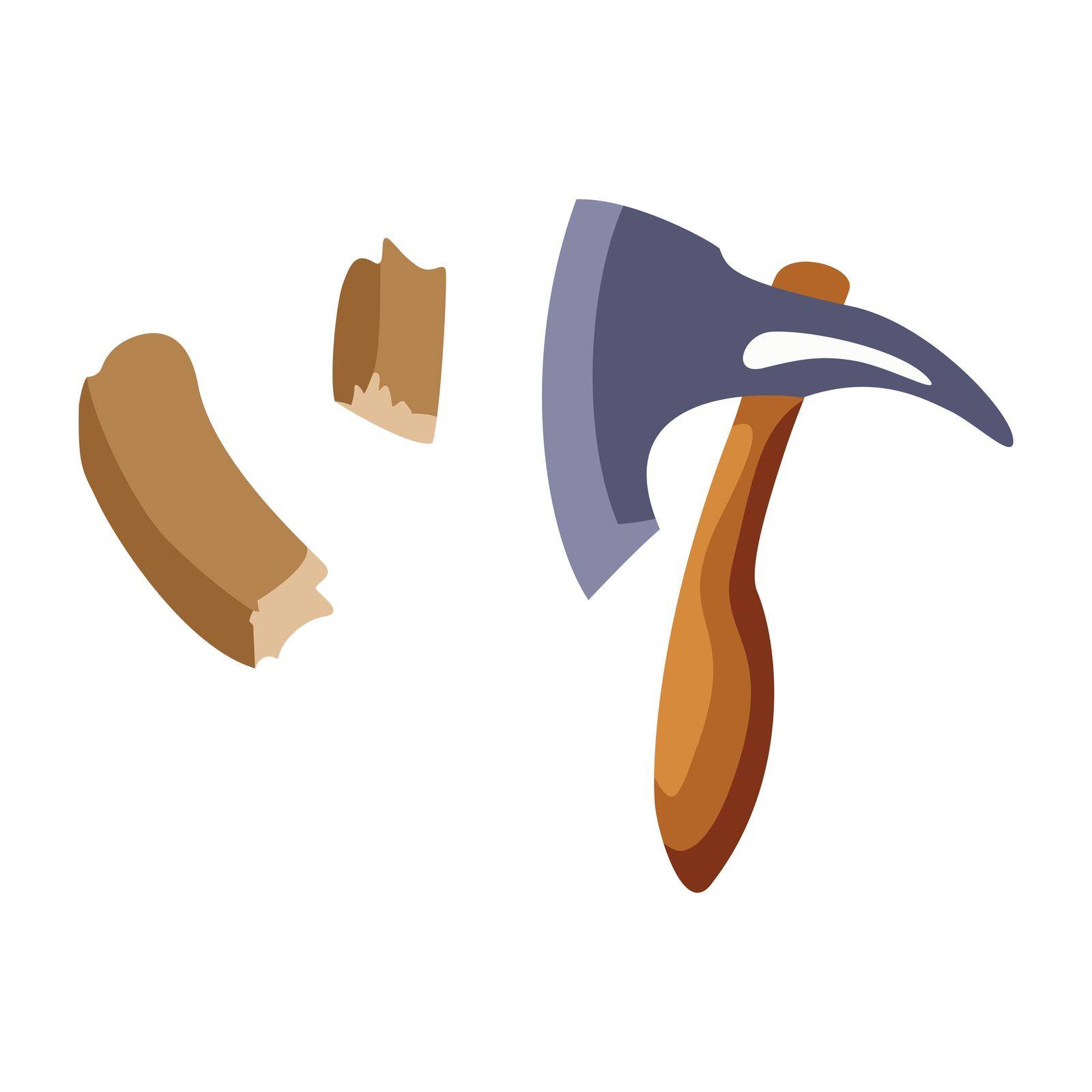 An axe with a wooden handle, which cuts wood vector illustration
