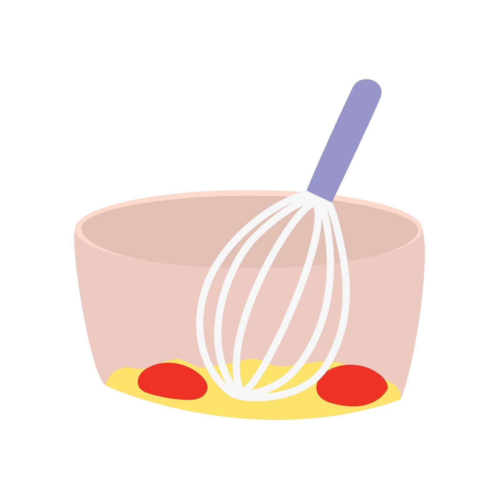 Whiskers for mixing and stirring eggs or dough, illustration in flat design