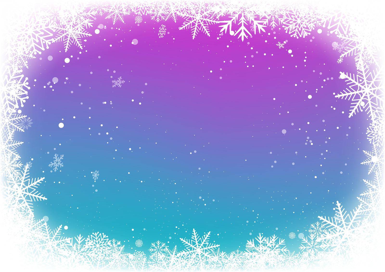 Snow frame Christmas template color backdrop. Holiday cartoon background snowfall. Seasonal decoration template